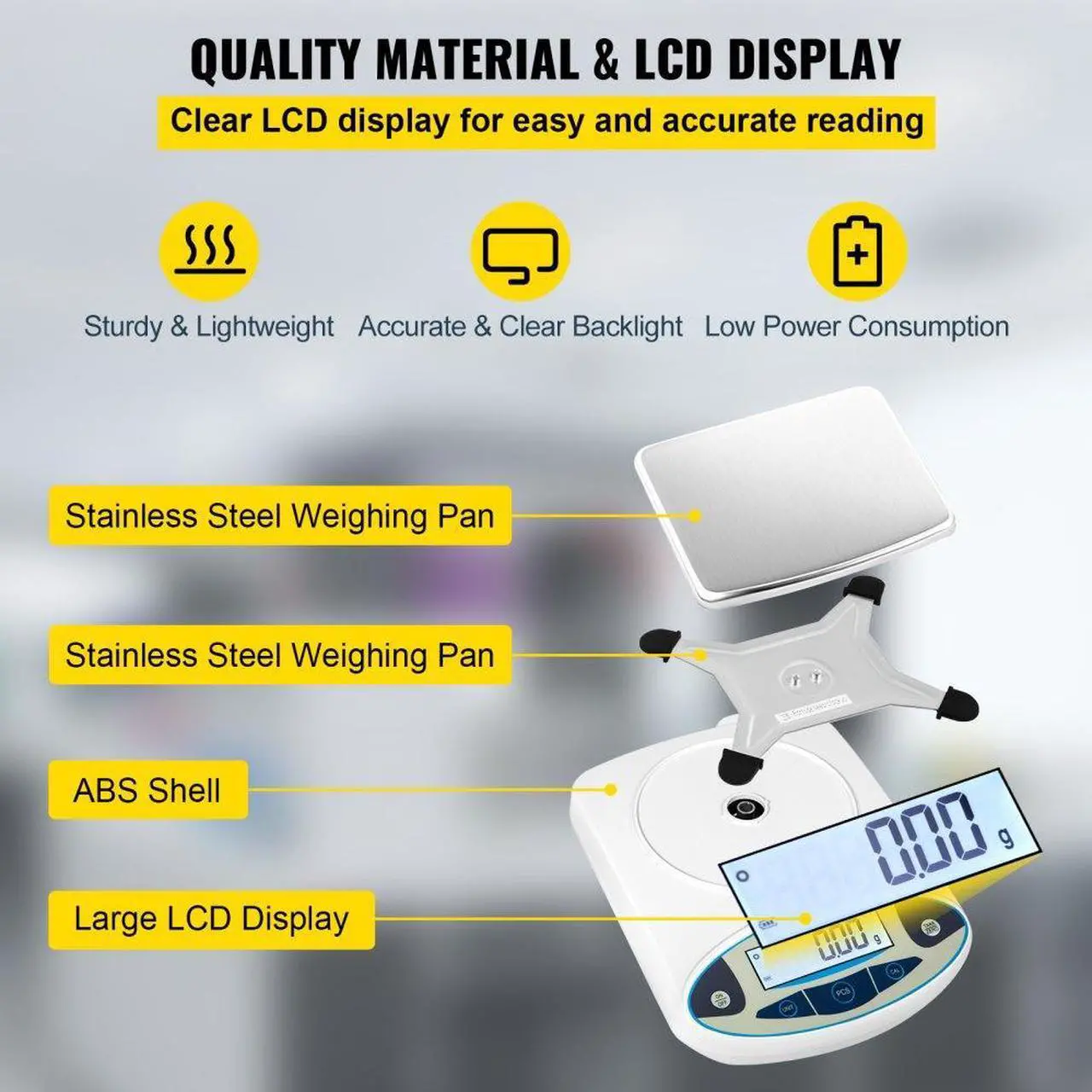 Alt view image 6 of 8 - Vevor Lab Analytical Balance Digital Precision Scale 5000gx0.01g High Precision