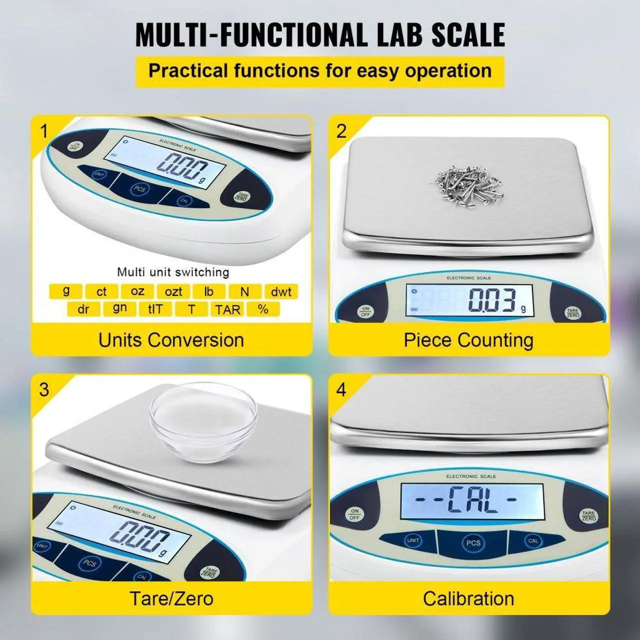 Alt view image 5 of 8 - Vevor Lab Analytical Balance Digital Precision Scale 5000gx0.01g High Precision