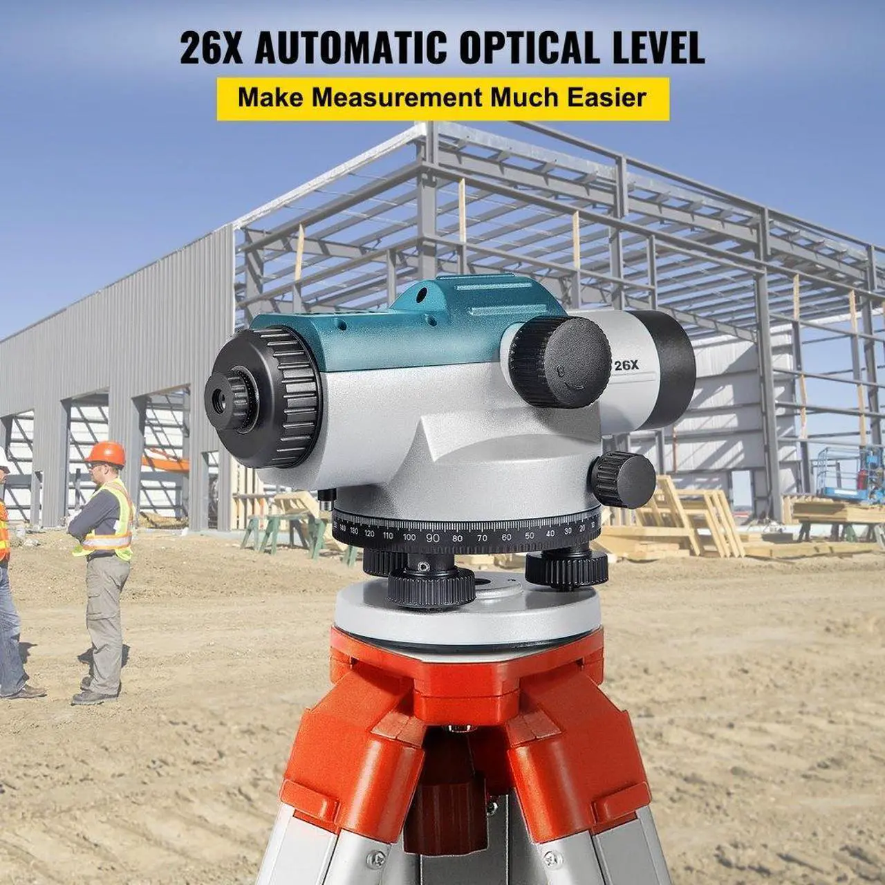 Alt view image 3 of 8 - VEVOR Automatic Optical Level 26X Optical Auto Level Kit High Precision Height/Distance/Angle Level Measure Builders Level with Magnetic Dampened Compensator and Transport Lock, IP54 Waterproof