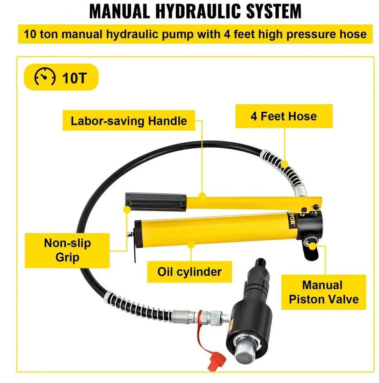 Alt view image 4 of 7 - VEVOR Hydraulic Exhaust Pipe Expander, 1-5/8" to 4-1/4" size, 10 T Manual Hydraulic Pipe Stretcher w/4 Dies and 2 Storing Case for Copper, Aluminum Tubes in Car Repairing