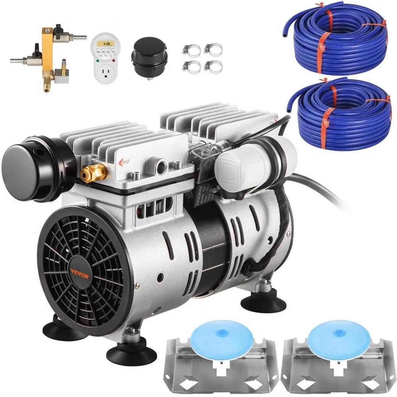 Main image of VEVOR Pond Aerator, 550W Power, 5.2CFM for Up to 3 Acre 50' Lake, Pond Aeration Kit Includes 3/4 HP Compressor & 2 100' Weighted Tubings & 2 Diffusers
