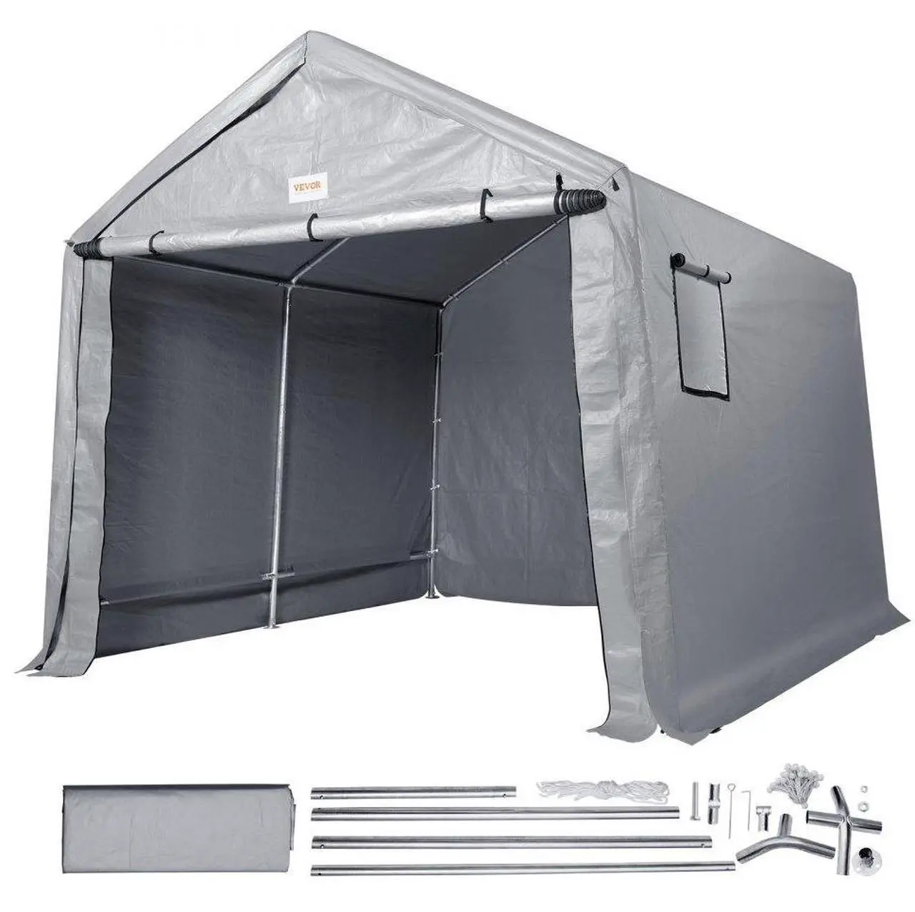 Alt view image 2 of 8 - VEVOR Portable Shed Outdoor Storage Shelter, 10 x 10 x 8.5 ft Heavy Duty All-Season Instant Storage Tent Tarp Sheds with Roll-up Zipper Door and Ventilated Windows For Motorcycle, Bike, Garden Tools