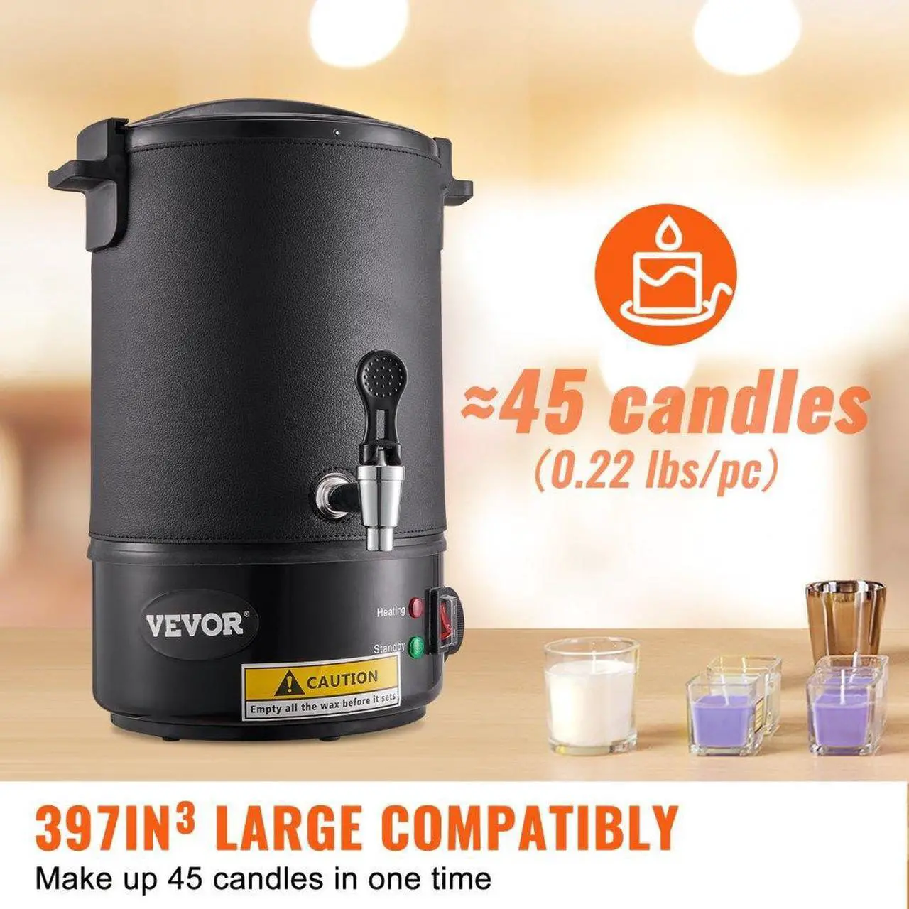 Alt view image 4 of 8 - VEVOR Wax Melter for Candle Making, 6.5 Liter Large Electric Wax Melting Pot Easy Pour Spout & 9-level Temperature Control, Easy Clean for Candle Soap Cream Beauty Bulk Production Business or Home