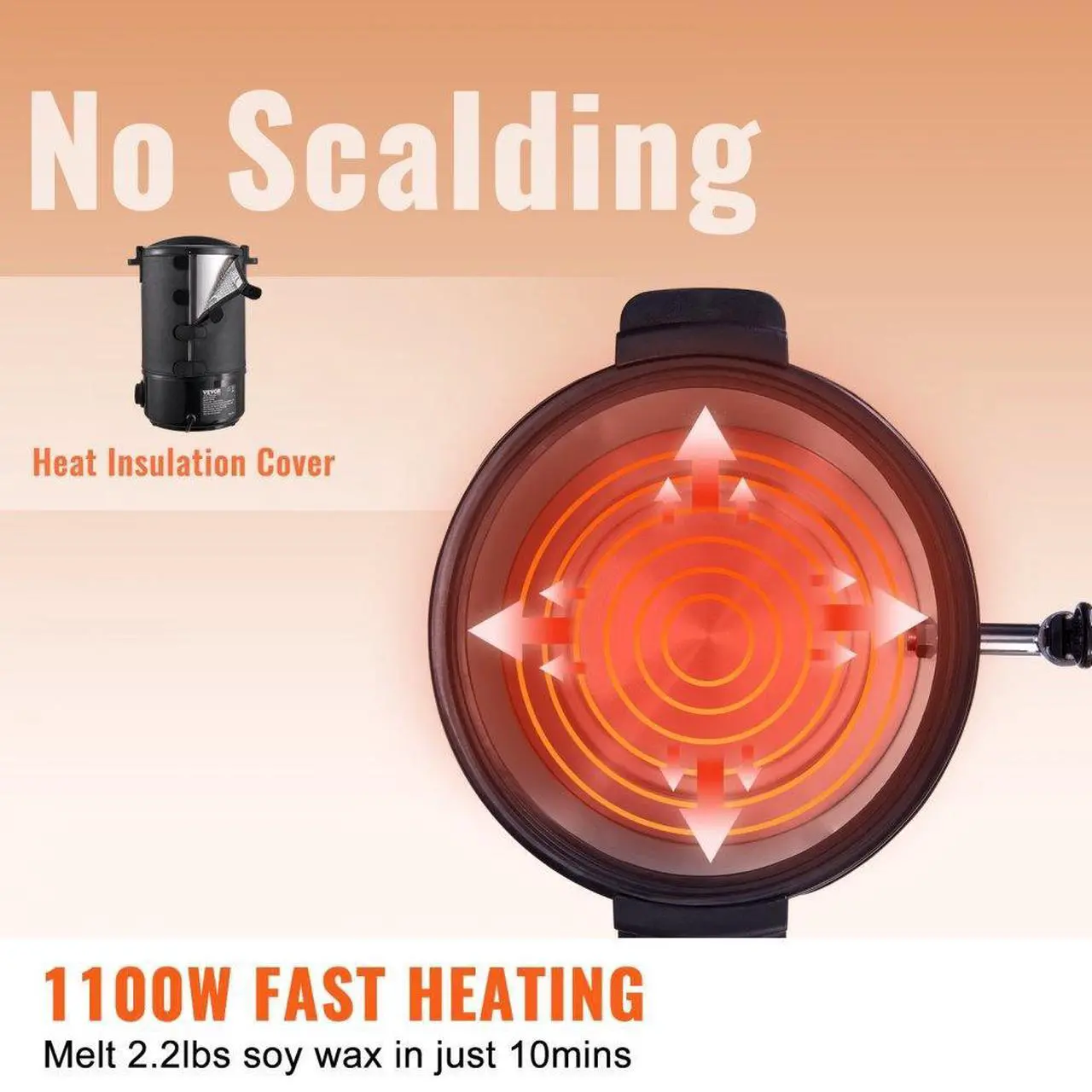 Alt view image 5 of 8 - VEVOR Wax Melter for Candle Making, 6.5 Liter Large Electric Wax Melting Pot Easy Pour Spout & 9-level Temperature Control, Easy Clean for Candle Soap Cream Beauty Bulk Production Business or Home