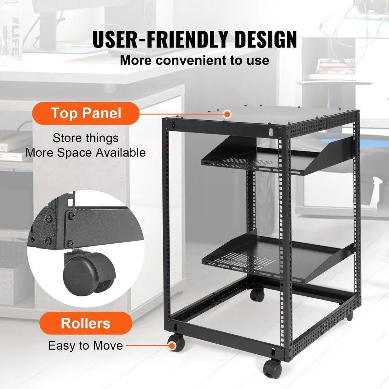 Alt view image 7 of 9 - Vevor 15U Open Frame Server Rack  23''-40'' Adjustable Depth  Free Standing Or Wall Mount Network Server Rack  4 Post Av Rack With Casters  Holds All Your Networking It Equipment Av Gear Router Modem