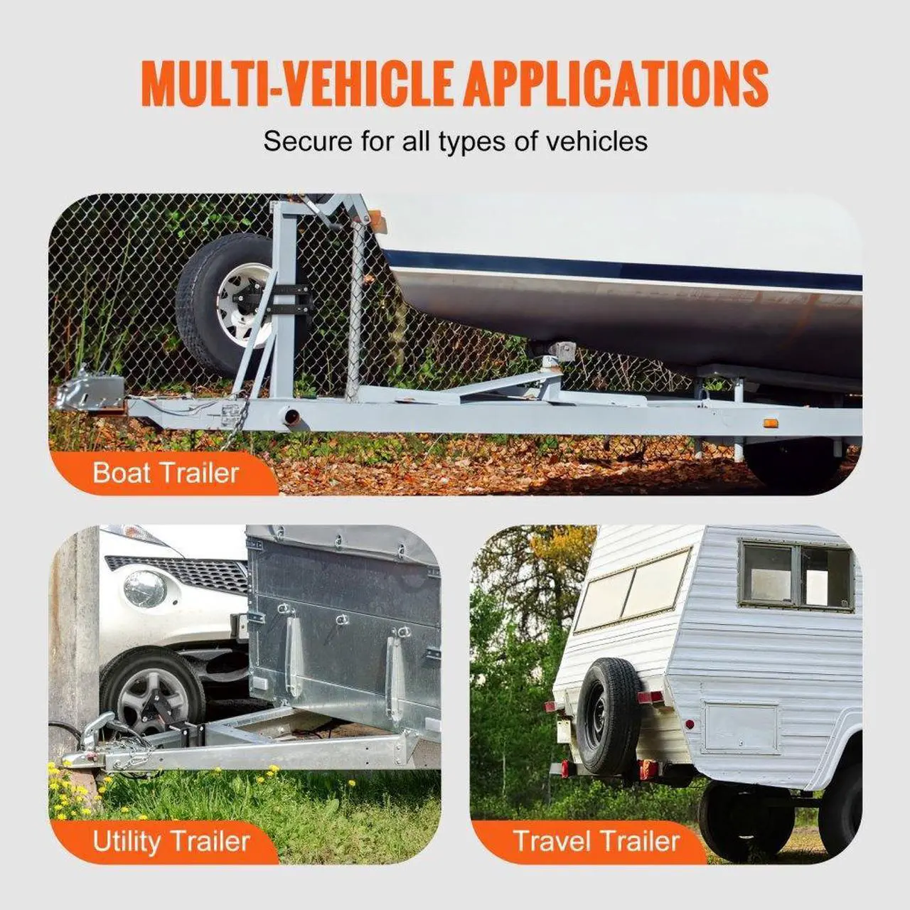 Alt view image 6 of 7 - VEVOR Spare Tire Carrier, Trailer Spare Tire Mount, 160 lbs Capacity, Utility Trailer Accessories Fits Most 4 & 5 & 6 & 8 Lugs Wheels on 4", 4.25", 4.5", 4.75", 5", 5.5", 6", 6.5" Bolt Patterns