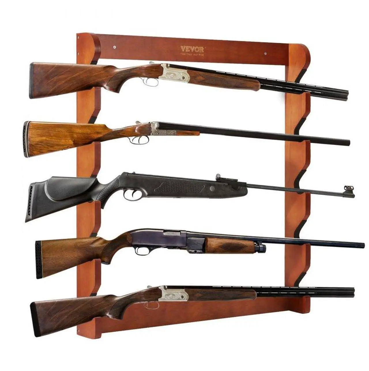 Main image of VEVOR Gun Rack, Wood Gun Rack Wall Mount, Gun Display Rack holds 5 Rifles, Shotguns, 132 lb Heavy Duty Wall Storage Display Rifle Rack with Soft Padding
