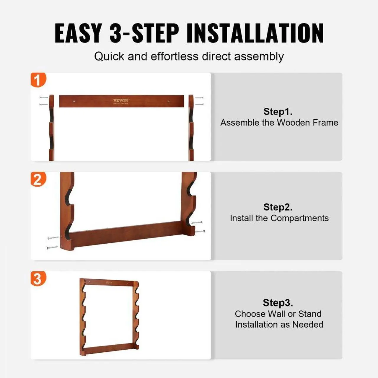 Alt view image 5 of 7 - VEVOR Gun Rack, Wood Gun Rack Wall Mount, Gun Display Rack holds 5 Rifles, Shotguns, 132 lb Heavy Duty Wall Storage Display Rifle Rack with Soft Padding