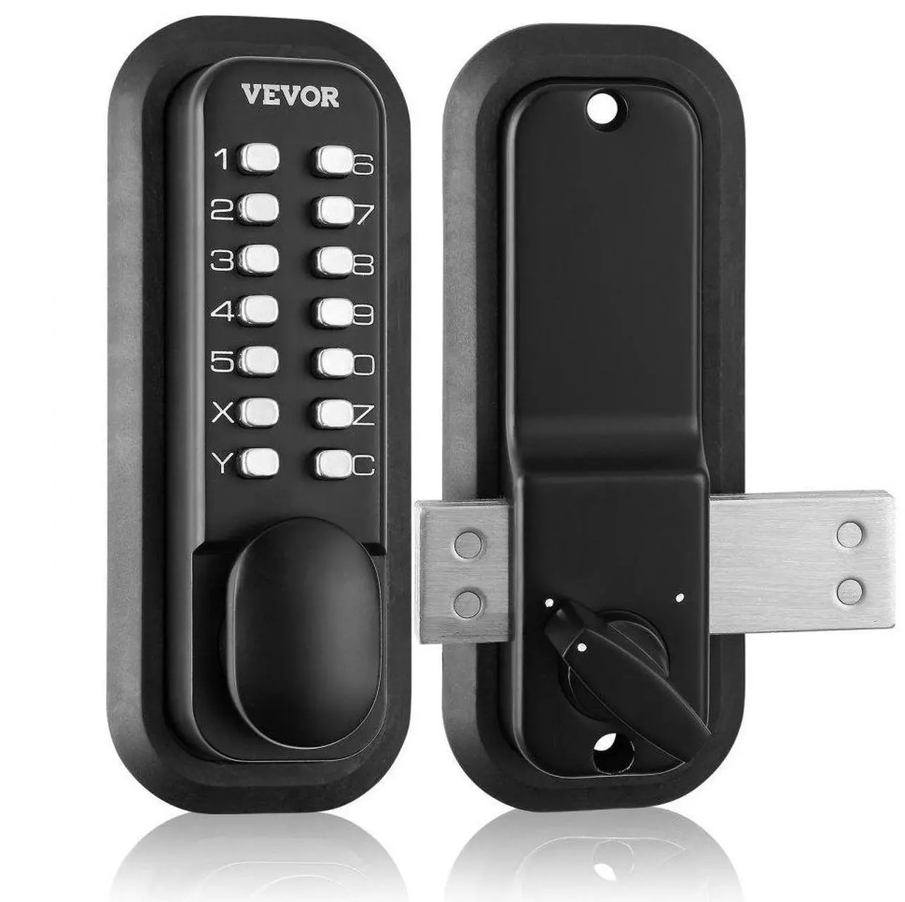 Main image of VEVOR Mechanical Keyless Entry Door Lock, 14 Digit Keypad, Outdoor Gate Door Locks Set with Surface-mounted Latch, Water-proof Zinc Alloy, Keypad and Knob, Easy to Install, for Garden, Garage, Yard