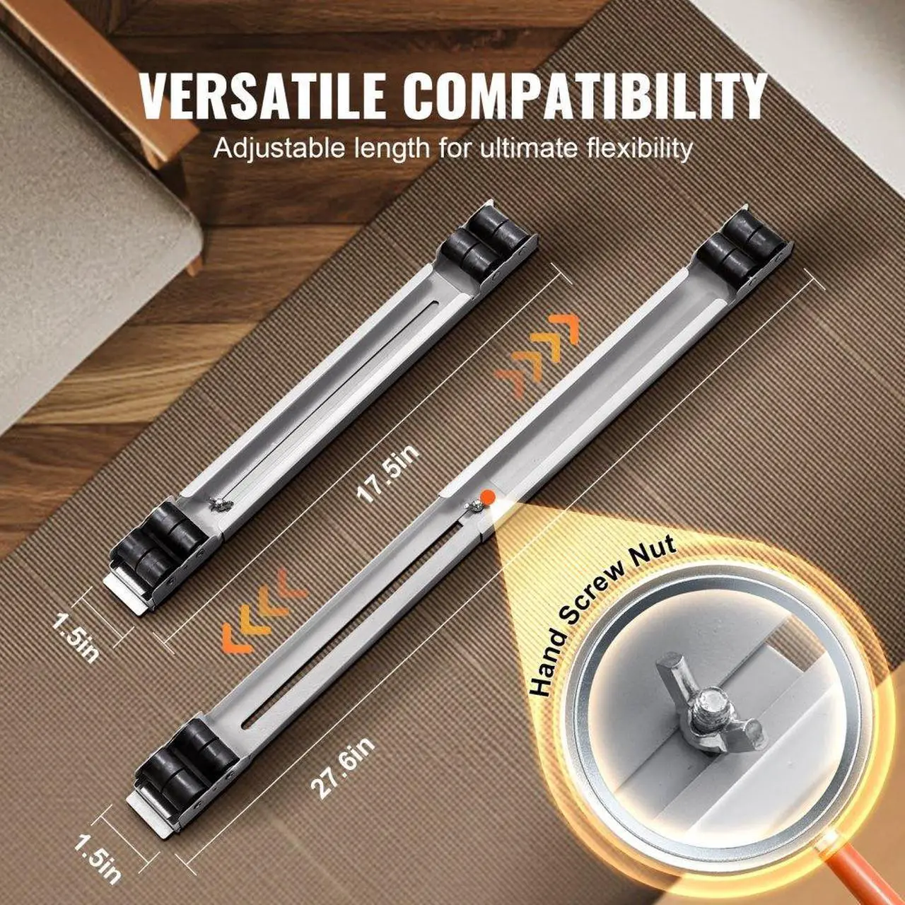 Alt view image 3 of 7 - VEVOR Heavy Duty Furniture Appliances Rollers, 660 lbs Total Load, Extendable Appliance Rollers Mobile Washing Machine Base, Fridge Stand Dolly Movers for Refrigerators, Dryers, Dishwashers, White