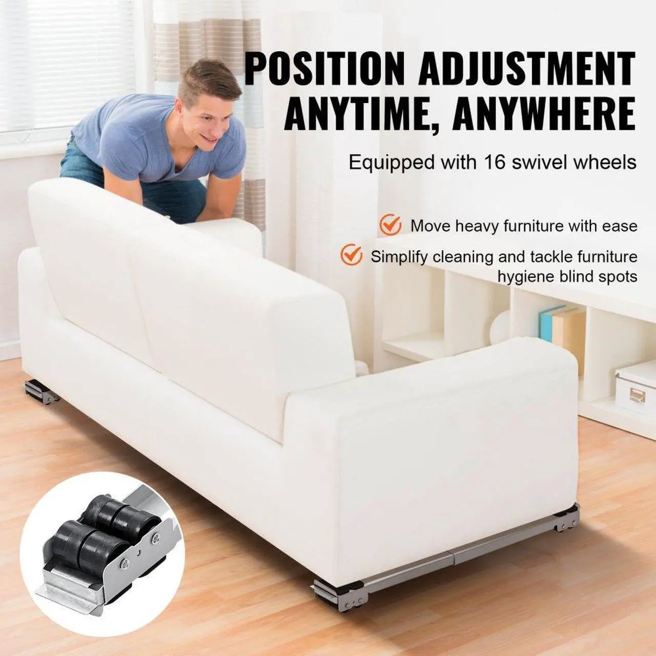 Alt view image 6 of 7 - VEVOR Heavy Duty Furniture Appliances Rollers, 660 lbs Total Load, Extendable Appliance Rollers Mobile Washing Machine Base, Fridge Stand Dolly Movers for Refrigerators, Dryers, Dishwashers, White