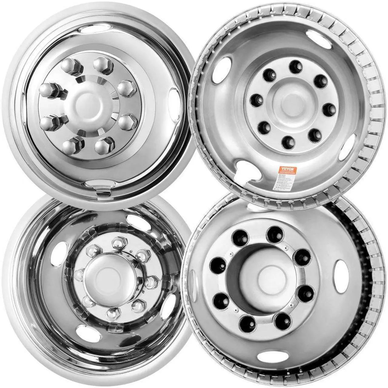 Main image of VEVOR 16-inch Wheel Simulators, 304 Stainless Steel Wheel Simulator Kit with Mirror Polished Finish, 2 Front and 2 Rear Wheel Covers Fit for Ford F350 (1974-1998), 4 pcs