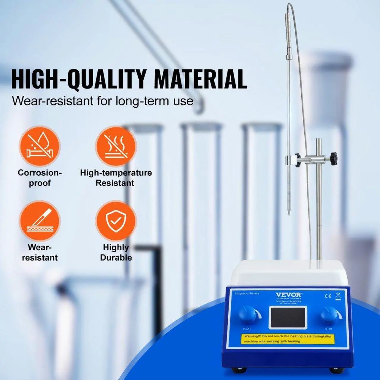 Alt view image 4 of 7 - VEVOR Magnetic Stirrer Hot Plate, Max 572°F/300°C, 0-2000 RPM Hot Plate with Magnetic Stirrer, 5000mL Hot Plate Stirrer with LED Screen, Support Stand and Stir Bars Included, 500W Heating Power