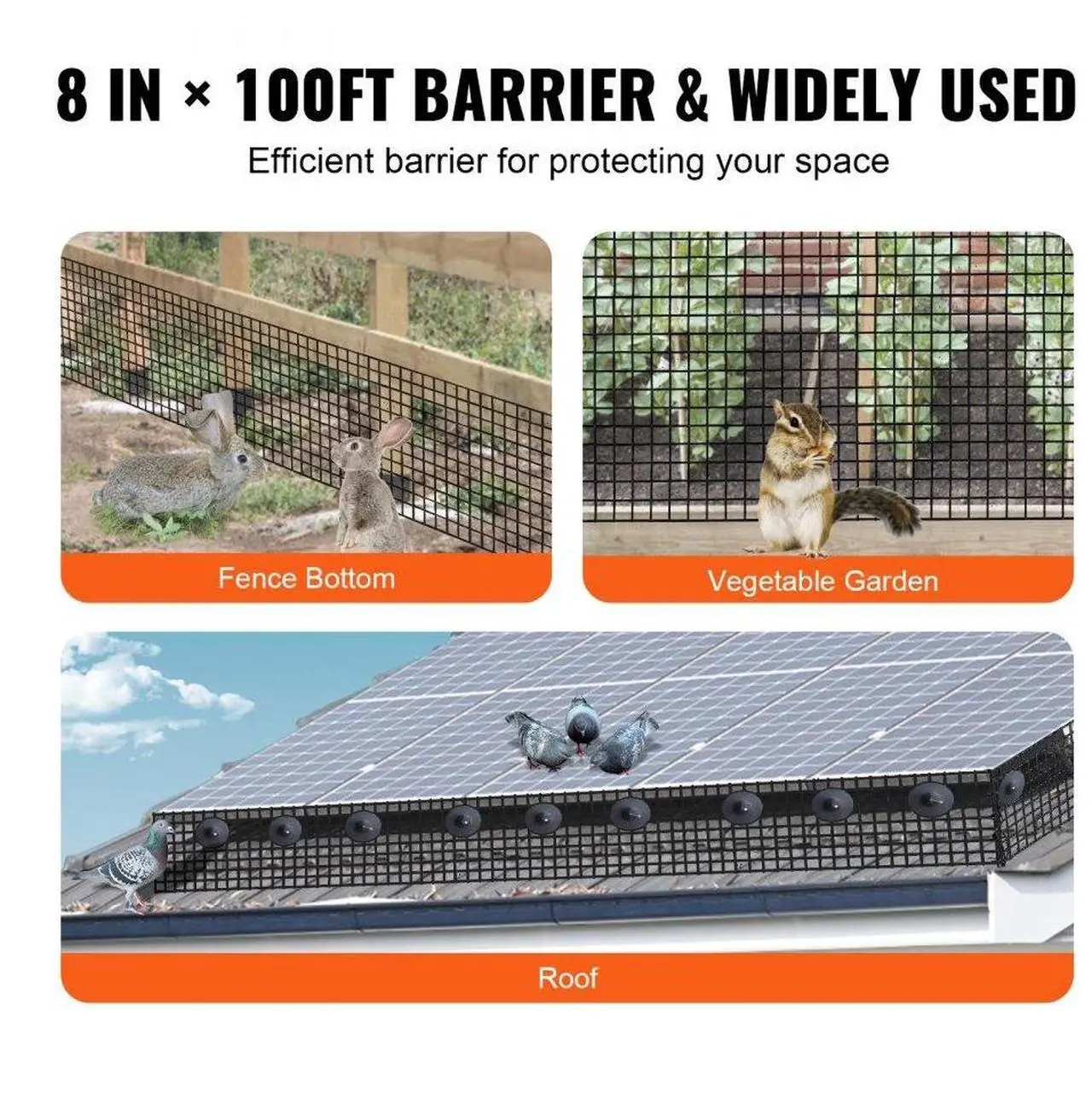 Alt view image 6 of 7 - VEVOR 8 inch x 100ft Solar Panel Bird Guard, Critter Guard Roll Kit with 100pcs Stainless Steel Fasteners, Solar Panel Guard with Rust-proof PVC Coating, 1/2 inch Wire Roll Mesh