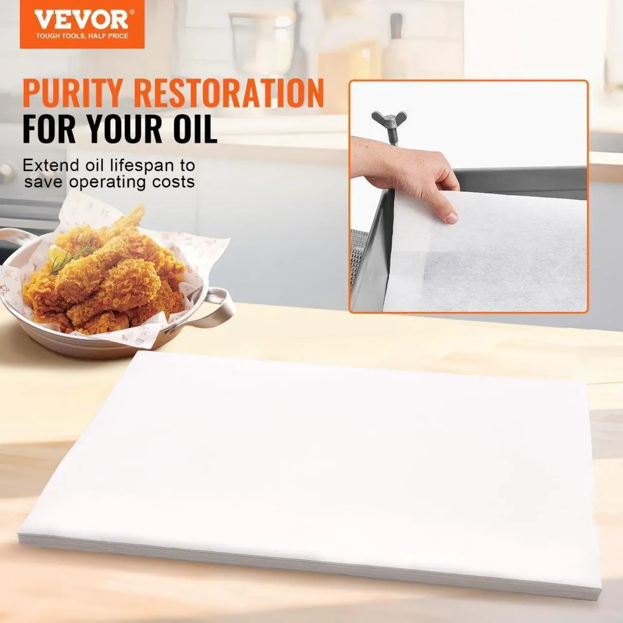 Alt view image 2 of 7 - VEVOR Fryer Filter Paper, 100 Sheets, 25.7" x 16.9", Replacement Deep Fryer Filter Sheets for 55L Commercial Mobile Fryer Filter Machine, for Restaurant, Fast Food Shop, Carnival Concession Stand