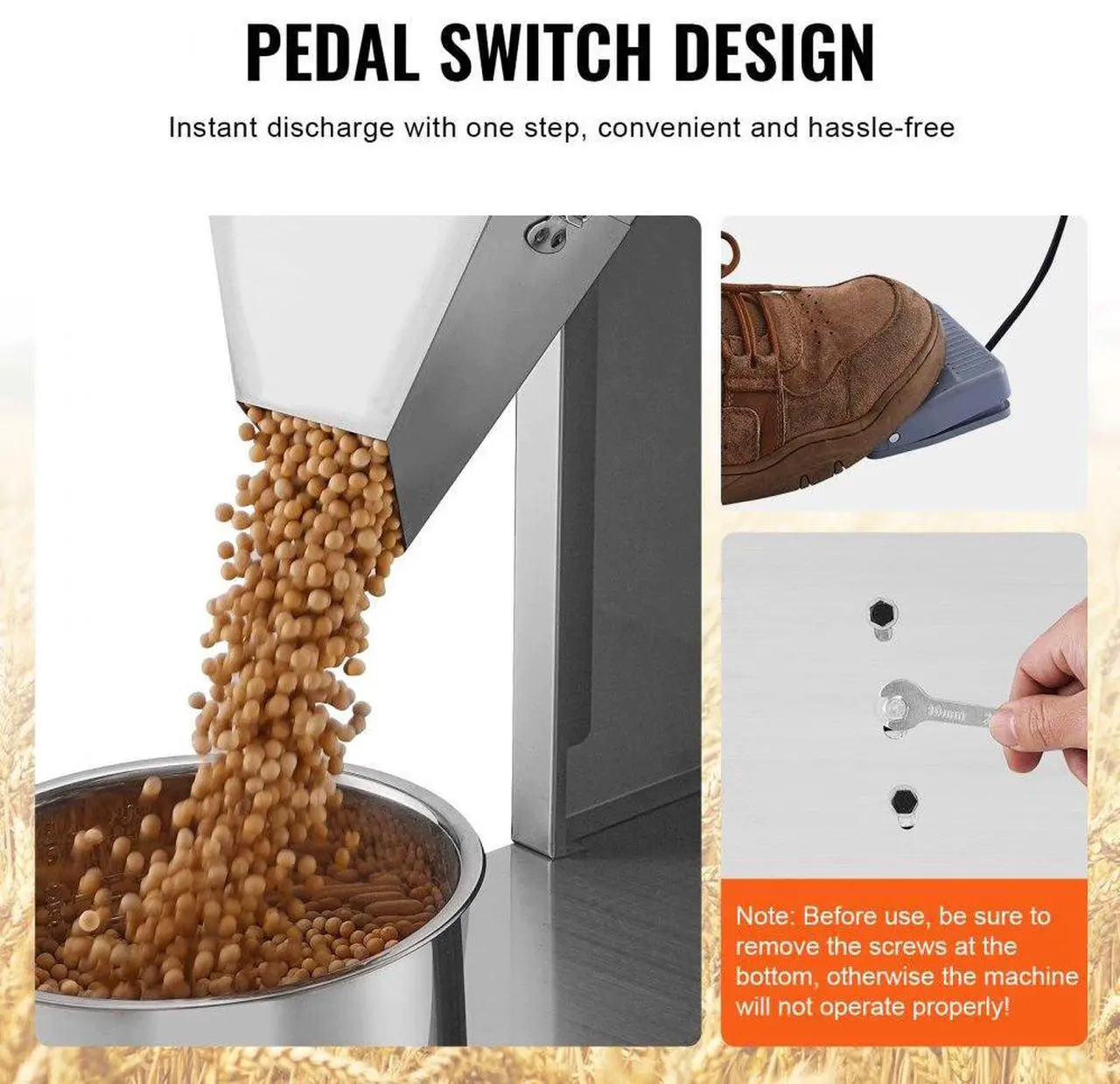 Alt view image 5 of 7 - VEVOR Particle Filling Machine, 0.022-2.2 lbs/10-1000g, Automatic Filler Machine with Foot Pedal, Stainless Steel Weighing Filling Machine, Weigh Filler for Beans Seeds Grains Tea Granular Packing