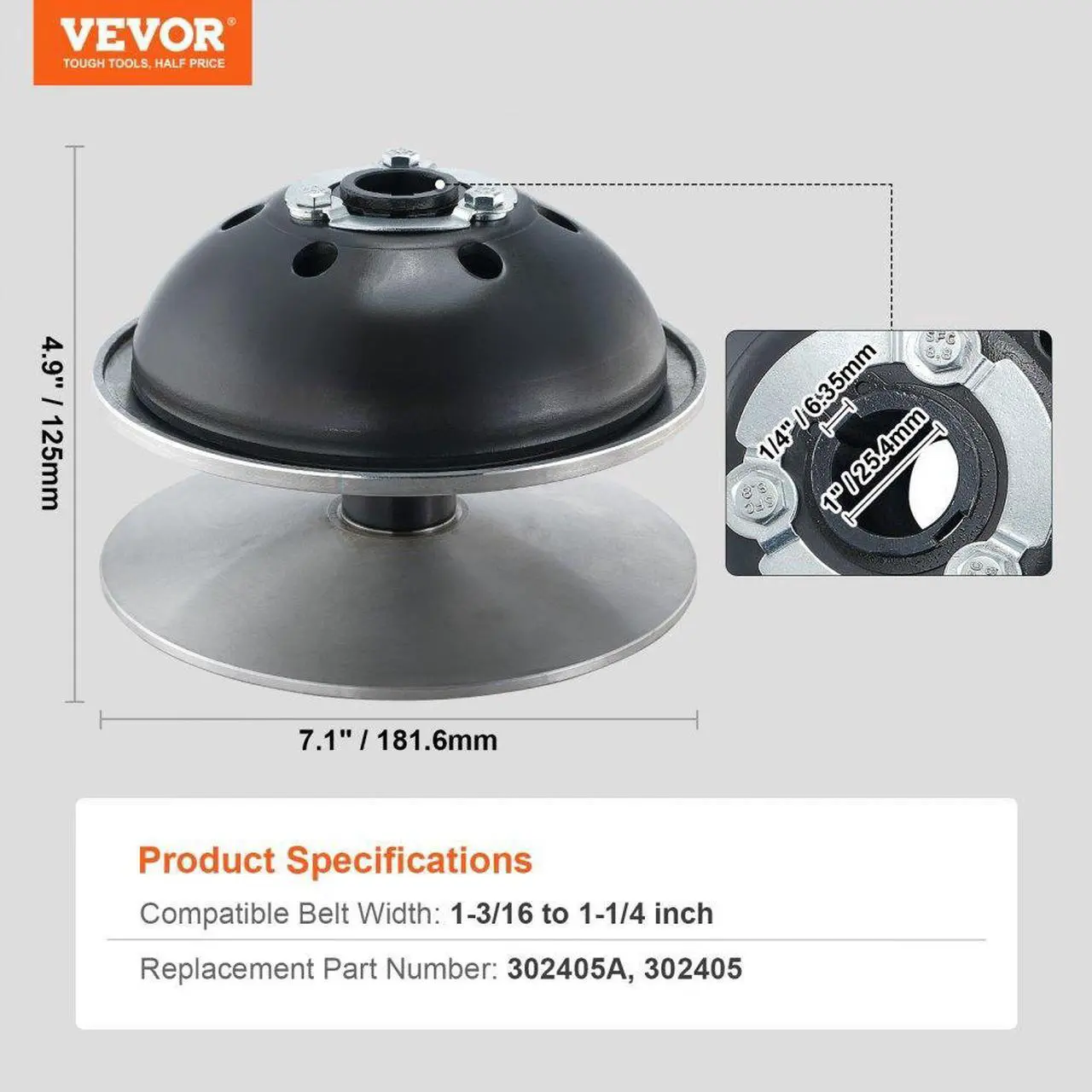 Alt view image 7 of 7 - VEVOR Primary Drive Clutch, 780 Series Go-Kart Drive Clutch 1" Bore 1/4" Keyway Comet, for Taking a 1 3/16-1 1/4" Wide Belt 4 Cycle Engines, Replace# 302405A / 302405