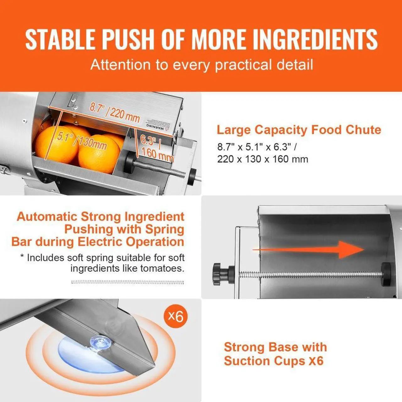 Alt view image 5 of 7 - VEVOR Electric Vegetable Slicer, 0-0.5"/0-12mm Thickness Adjustable Commercial Slicer Machine, Convertible to Manual, Stainless Steel Food Cutter Slicing Machine, Large Feed Port for Potato, Tomato