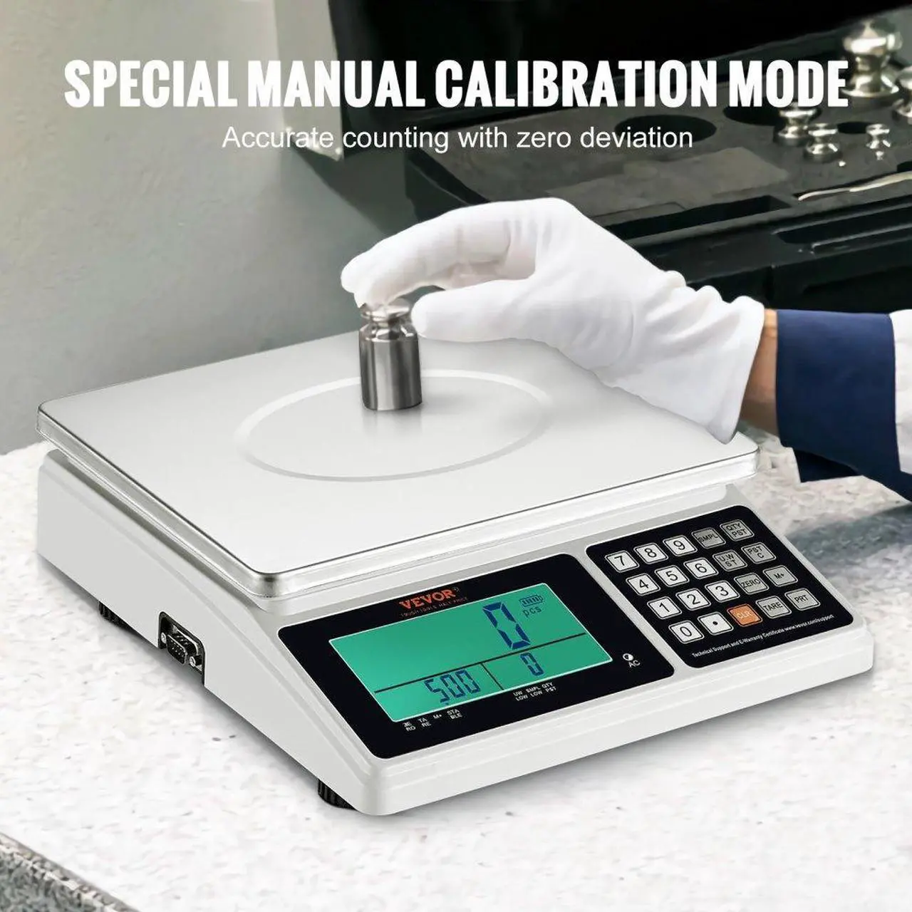 Alt view image 6 of 7 - VEVOR Industrial Counting Scale, 30 kg x 1 g, Digital Scale for Parts and Coins, g/kg/lb Units, Electronic Gram Scale Inventory Counting Scale Kitchen Jewelry Scale with RS232 Port and LCD Screen