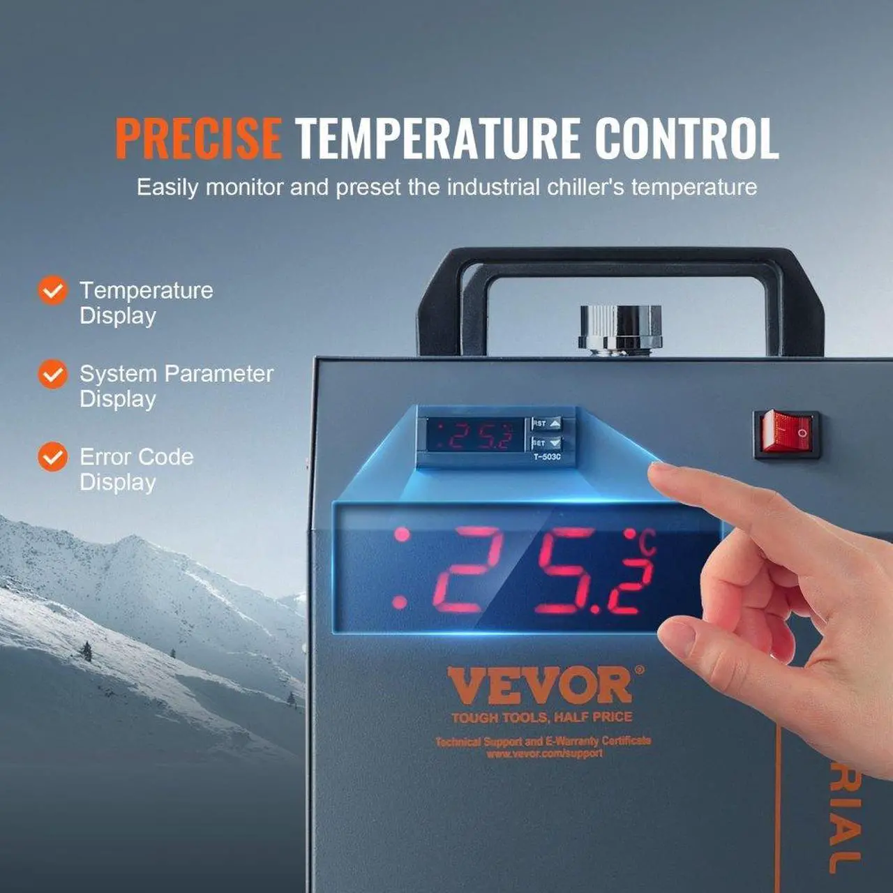 Alt view image 5 of 7 - VEVOR Industrial Water Chiller, CW-5202, Industrial Water Cooler Cooling System with Built-in Compressor 7L Water Tank Capacity 18 L/min Max Flow Rate, for CO2 Laser Engraving Machine Cooling Machine