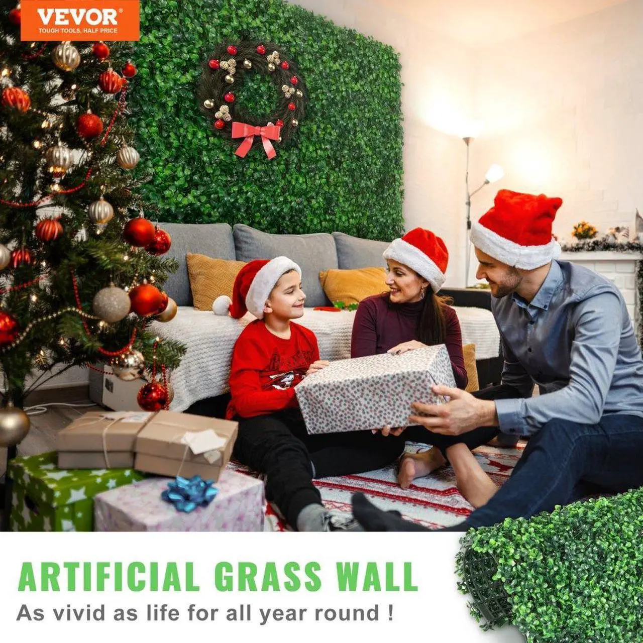 Alt view image 2 of 7 - VEVOR 12PCS 10x10 inch Artificial Boxwood Panels, Boxwood Hedge Wall Mat,Artificial Grass Backdrop Wall, Privacy Hedge Screen UV Protected for Outdoor Indoor Garden Fence Backyard