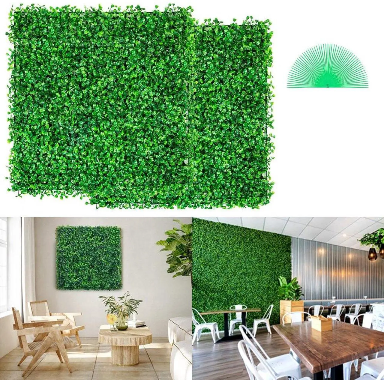 Main image of VEVOR 12PCS 10x10 inch Artificial Boxwood Panels, Boxwood Hedge Wall Mat,Artificial Grass Backdrop Wall, Privacy Hedge Screen UV Protected for Outdoor Indoor Garden Fence Backyard
