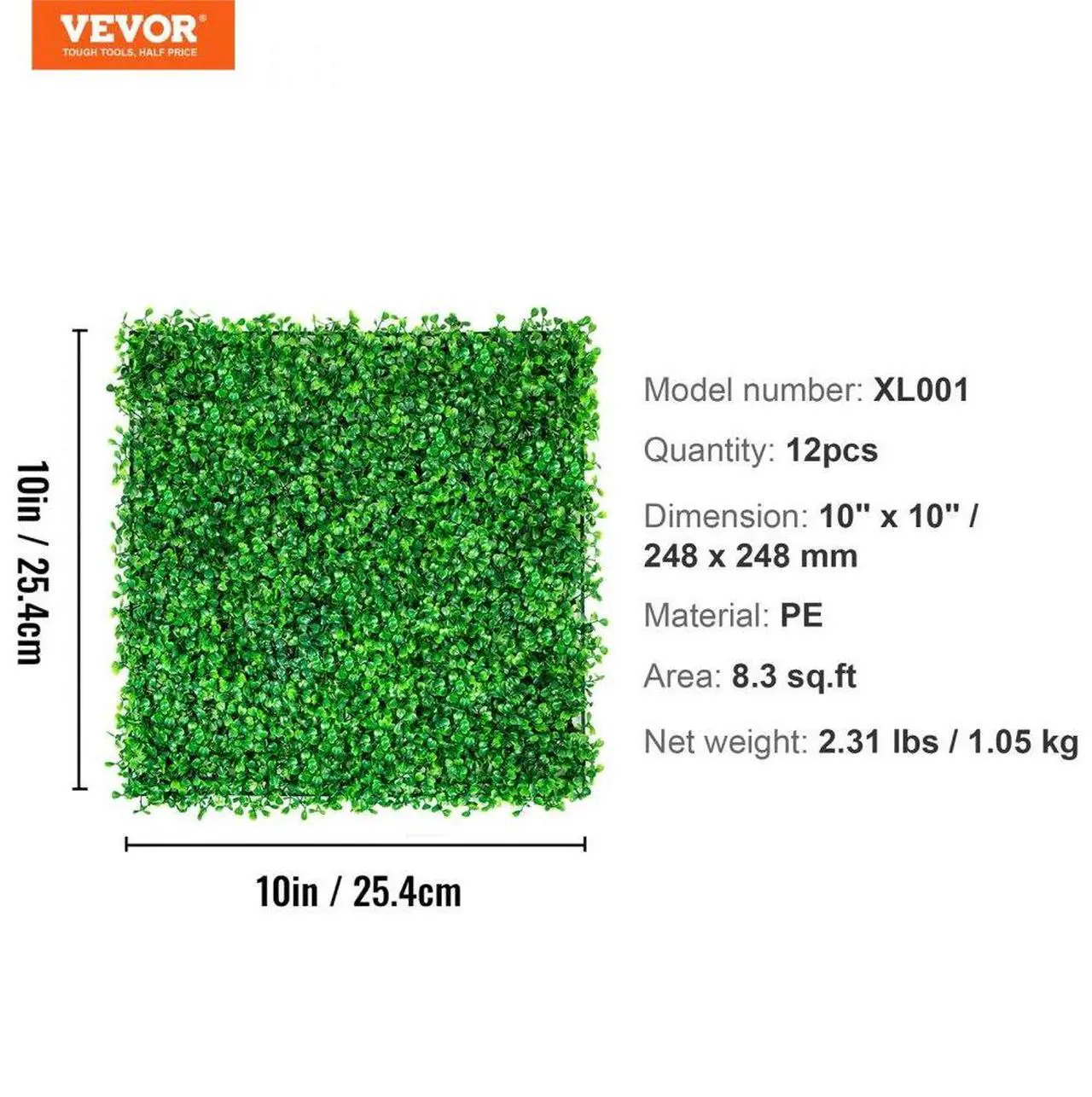 Alt view image 7 of 7 - VEVOR 12PCS 10x10 inch Artificial Boxwood Panels, Boxwood Hedge Wall Mat,Artificial Grass Backdrop Wall, Privacy Hedge Screen UV Protected for Outdoor Indoor Garden Fence Backyard