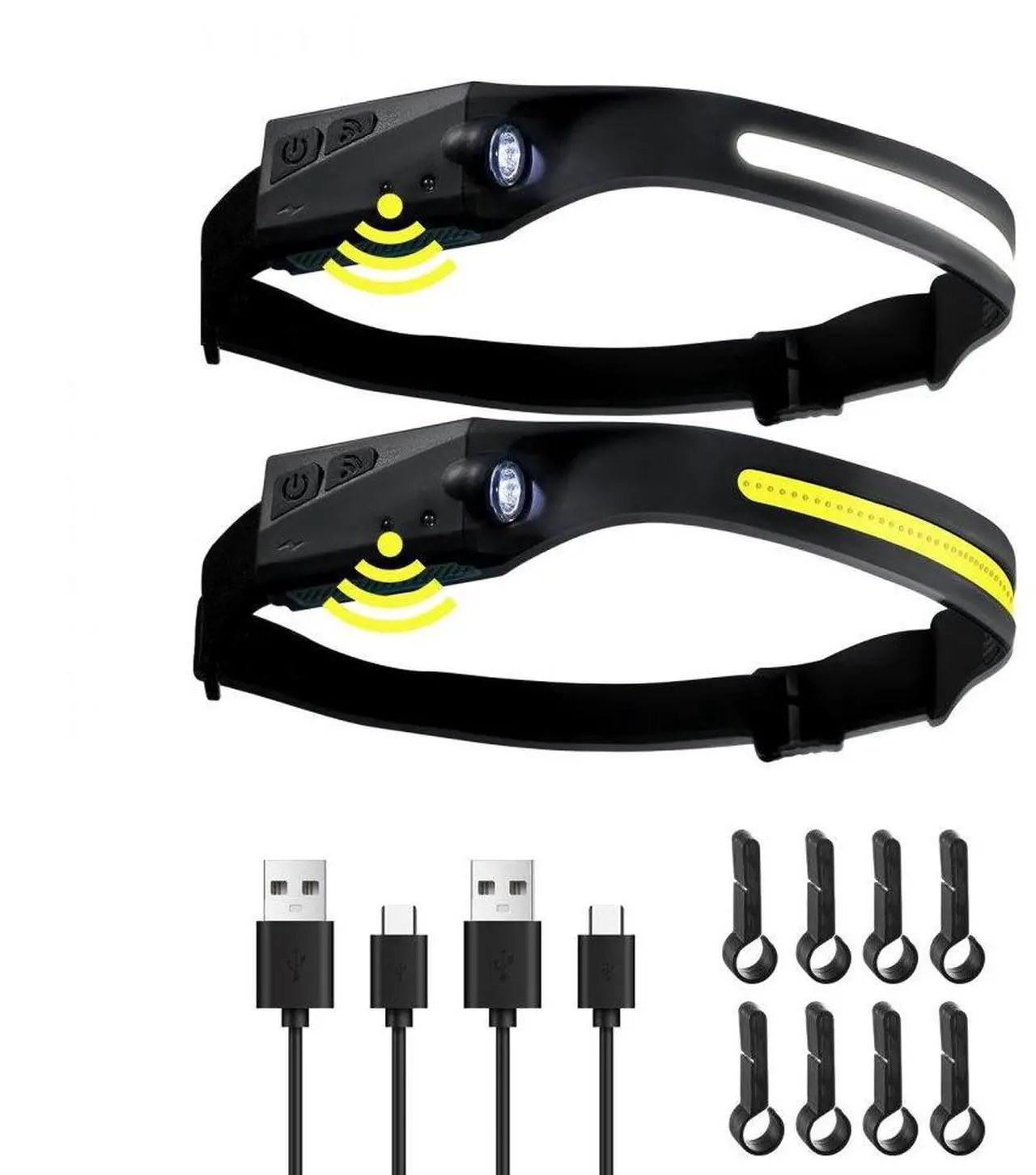 Main image of VEVOR 2PCS Rechargeable Headlamp, 350 lumens 230° Wide Beam