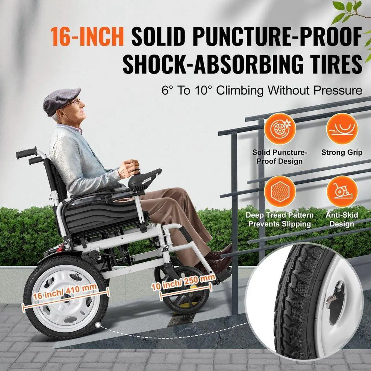 Alt view image 5 of 7 - VEVOR Electric Wheelchair for Adults Seniors, 265 lbs Weight Capacity, 17.5in Width Lightweight Foldable Motorized Power Wheelchairs, UP to 12.5Miles Range All Terrain Power Chair, Adjustable Backrest