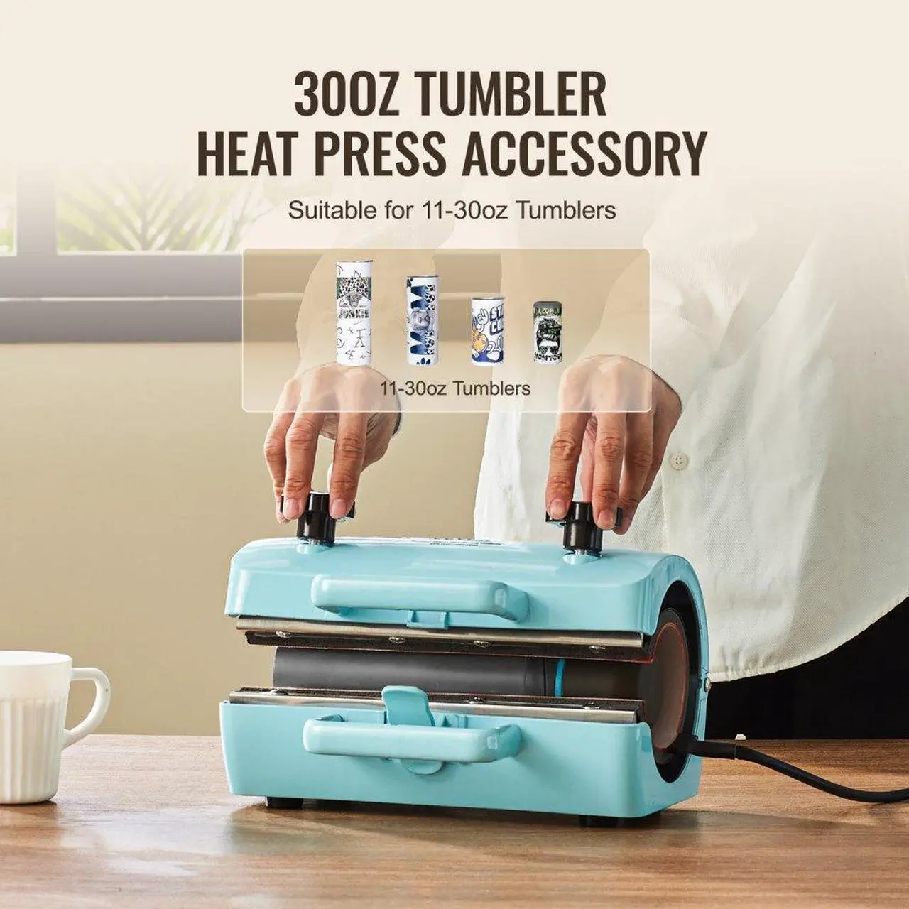 Alt view image 6 of 7 - VEVOR  Auto Heat Press Machine Kit Tumbler Press 2-in-1, 15 x 15 in Smart T Shirt Press Machine with Auto Release, Tumbler Press Machine for 11-30 oz Tumblers, for Sublimation Heat Transfers Projects