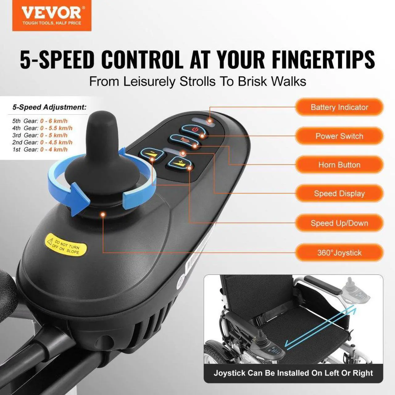 Alt view image 2 of 7 - VEVOR Electric Wheelchair for Adults Seniors, 265 lbs Weight Capacity, 17.5in Width Lightweight Foldable Motorized Power Wheelchairs, UP to 12.5Miles Range All Terrain Power Chair, Adjustable Backrest
