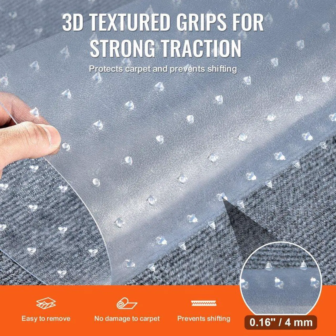 Alt view image 3 of 7 - VEVOR Carpet Protector for Pets, 24" x 12' PVC Scratch-Proof Cat Carpet Protector for Doorway, Anti-Slip Cat Scratch Protector Mat, Easy to Cut Plastic Carpet Scratch Stopper, Cat Scratch Guard Carpet