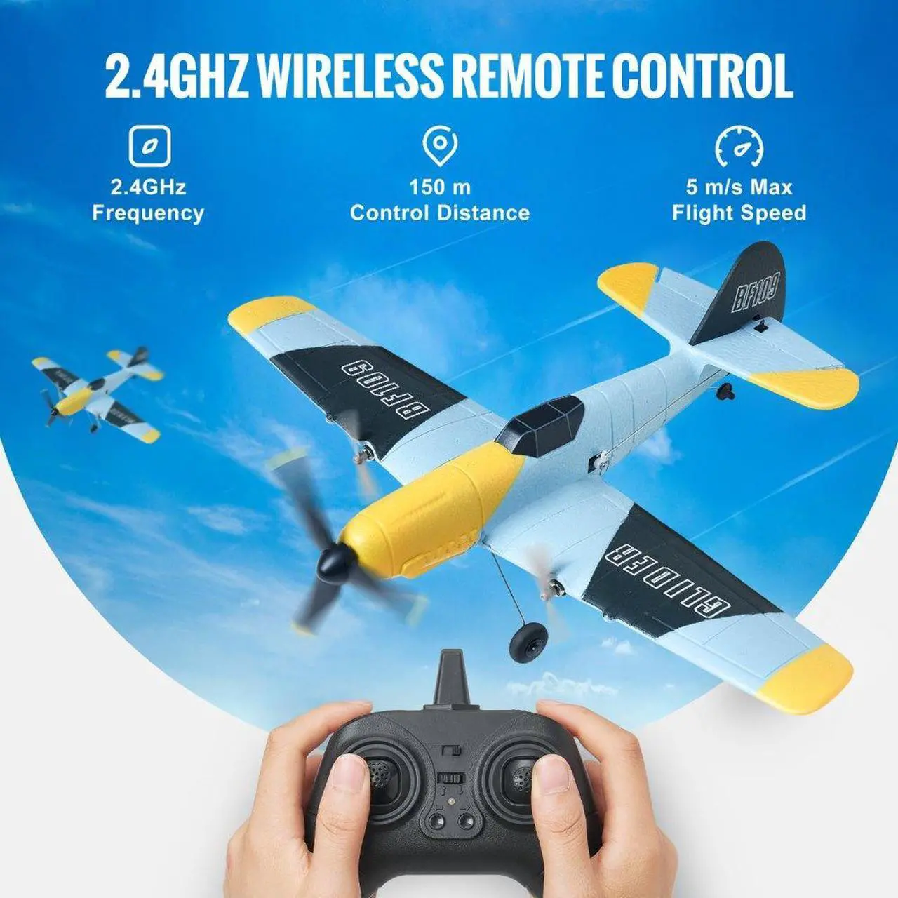 Alt view image 5 of 7 - VEVOR RC Airplane WWII Fighter EPP Foam RC Plane Toy with 2.4 GHz Remote Control