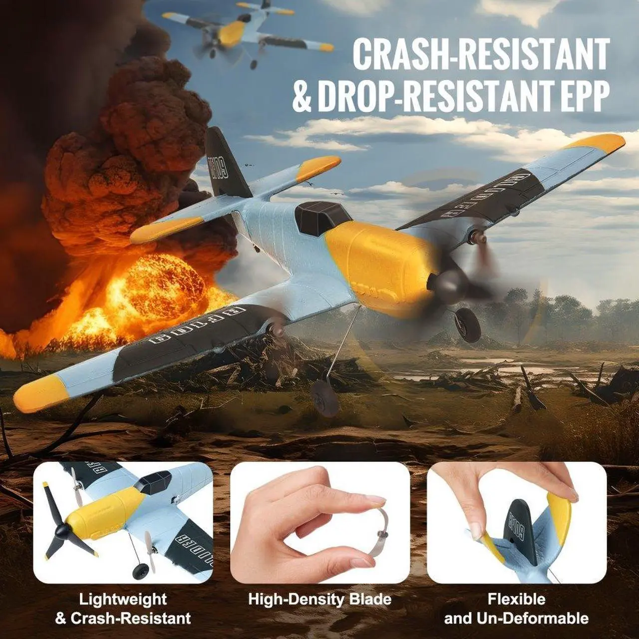 Alt view image 6 of 7 - VEVOR RC Airplane WWII Fighter EPP Foam RC Plane Toy with 2.4 GHz Remote Control