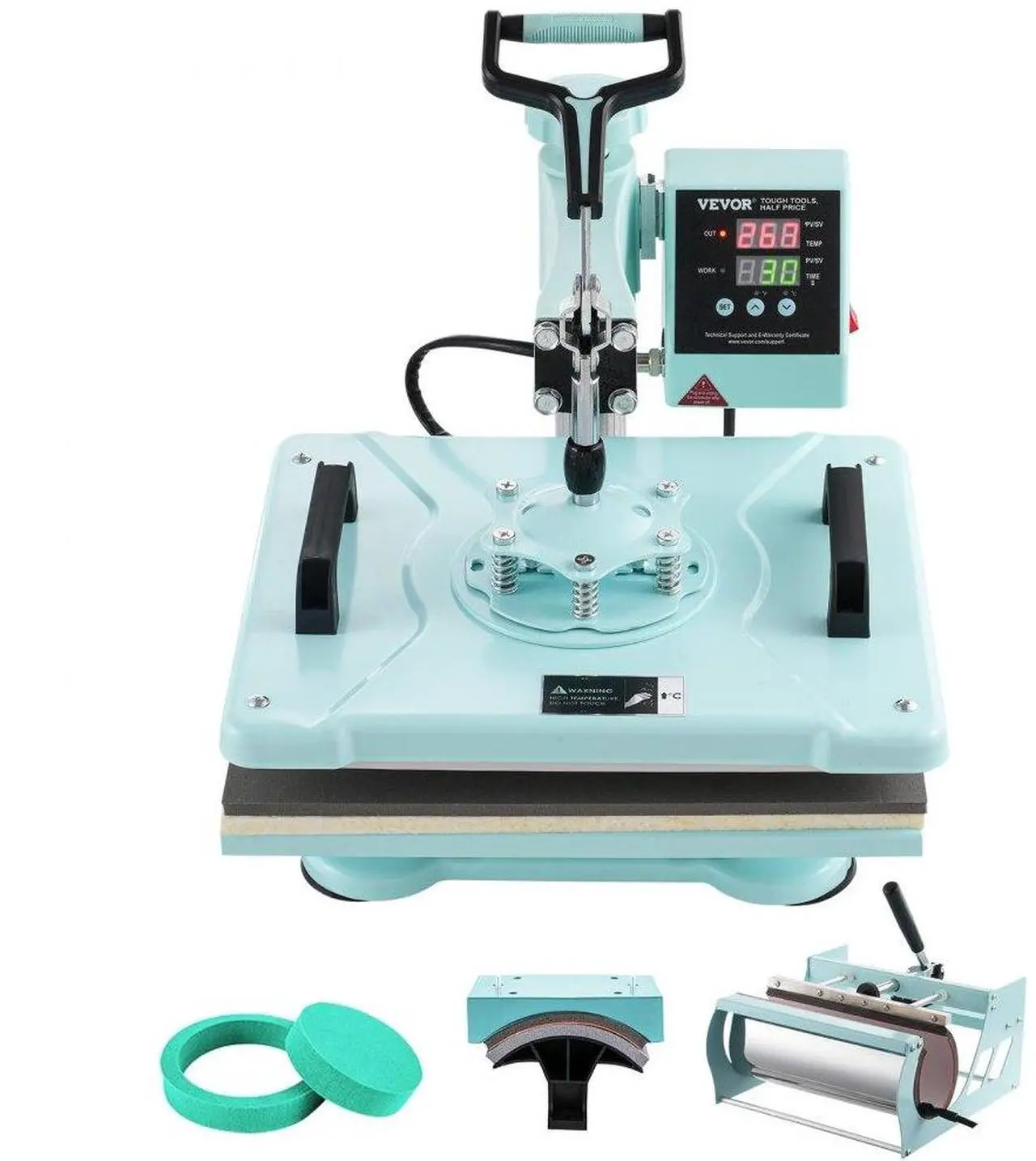 Main image of VEVOR Heat Press Machine 12x15 in 5 in 1 with 30oz Tumbler Press T-Shirts Green