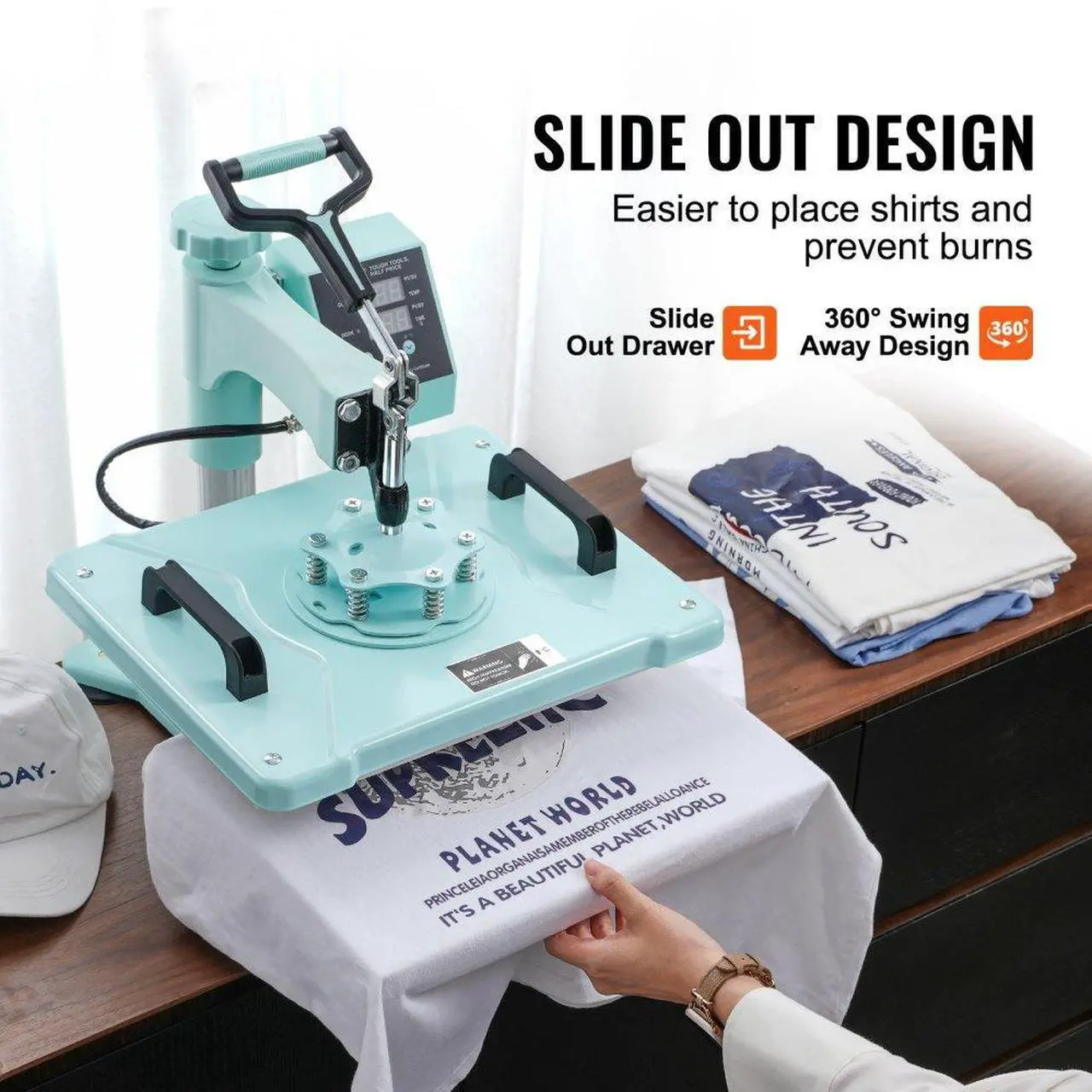 Alt view image 4 of 7 - VEVOR Heat Press Machine 12x15 in 5 in 1 with 30oz Tumbler Press T-Shirts Green