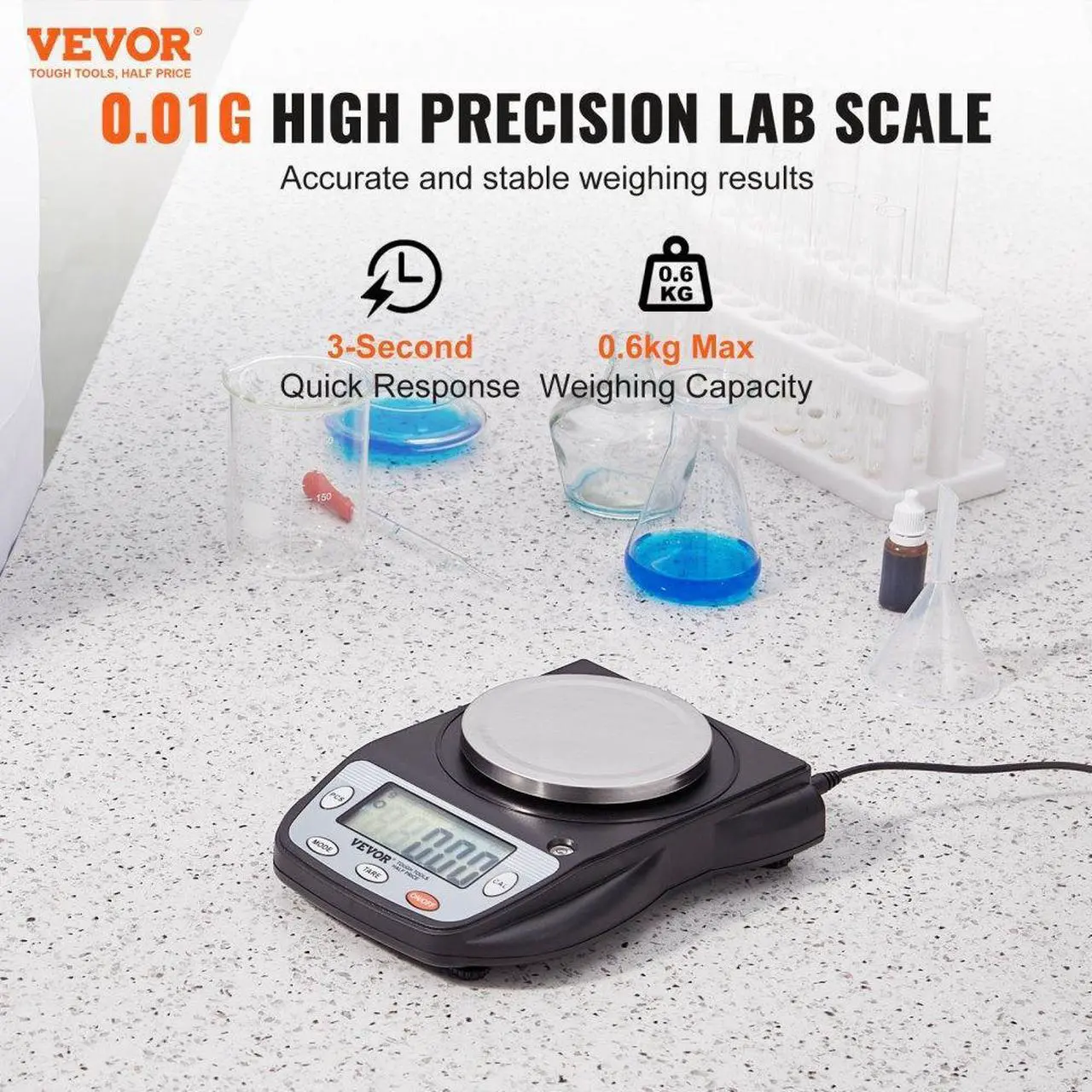 Alt view image 2 of 7 - VEVOR Analytical Balance Lab Scale 600g x 0.01g 6 Units Conversion Electronic