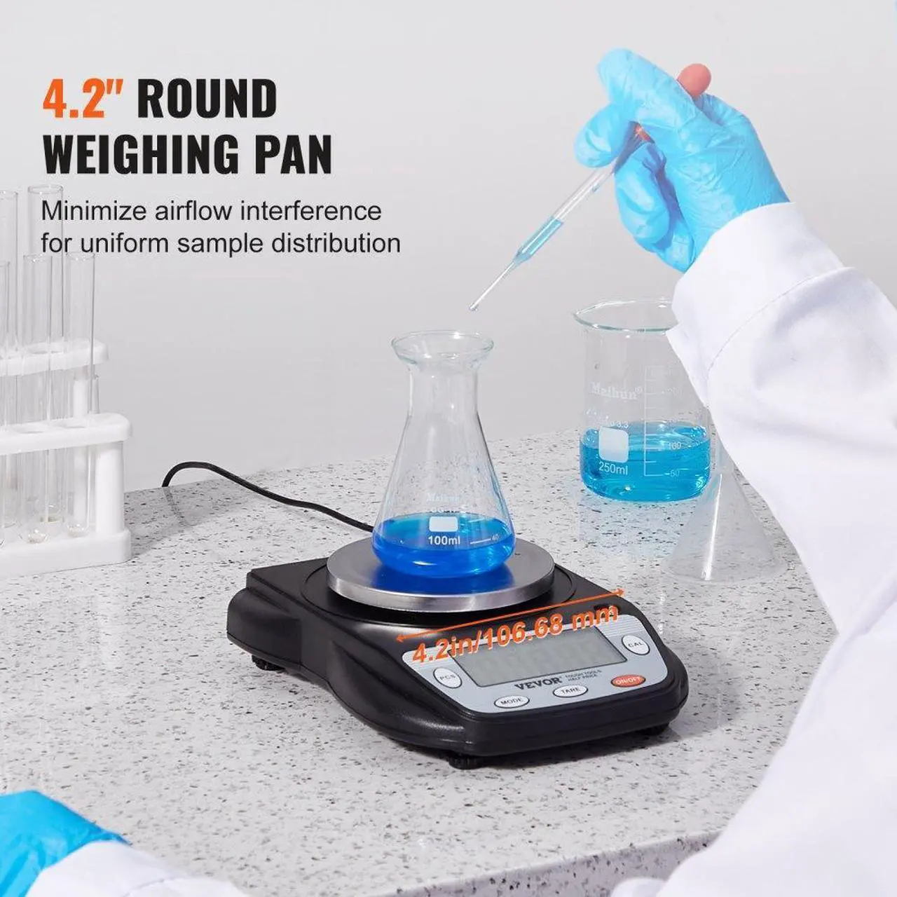 Alt view image 4 of 7 - VEVOR Analytical Balance Lab Scale 600g x 0.01g 6 Units Conversion Electronic