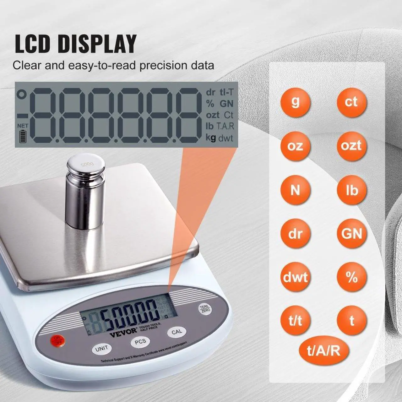 Alt view image 3 of 7 - VEVOR Analytical Balance Lab Scale 3000g x 0.01g 13 Units Conversion Electronic