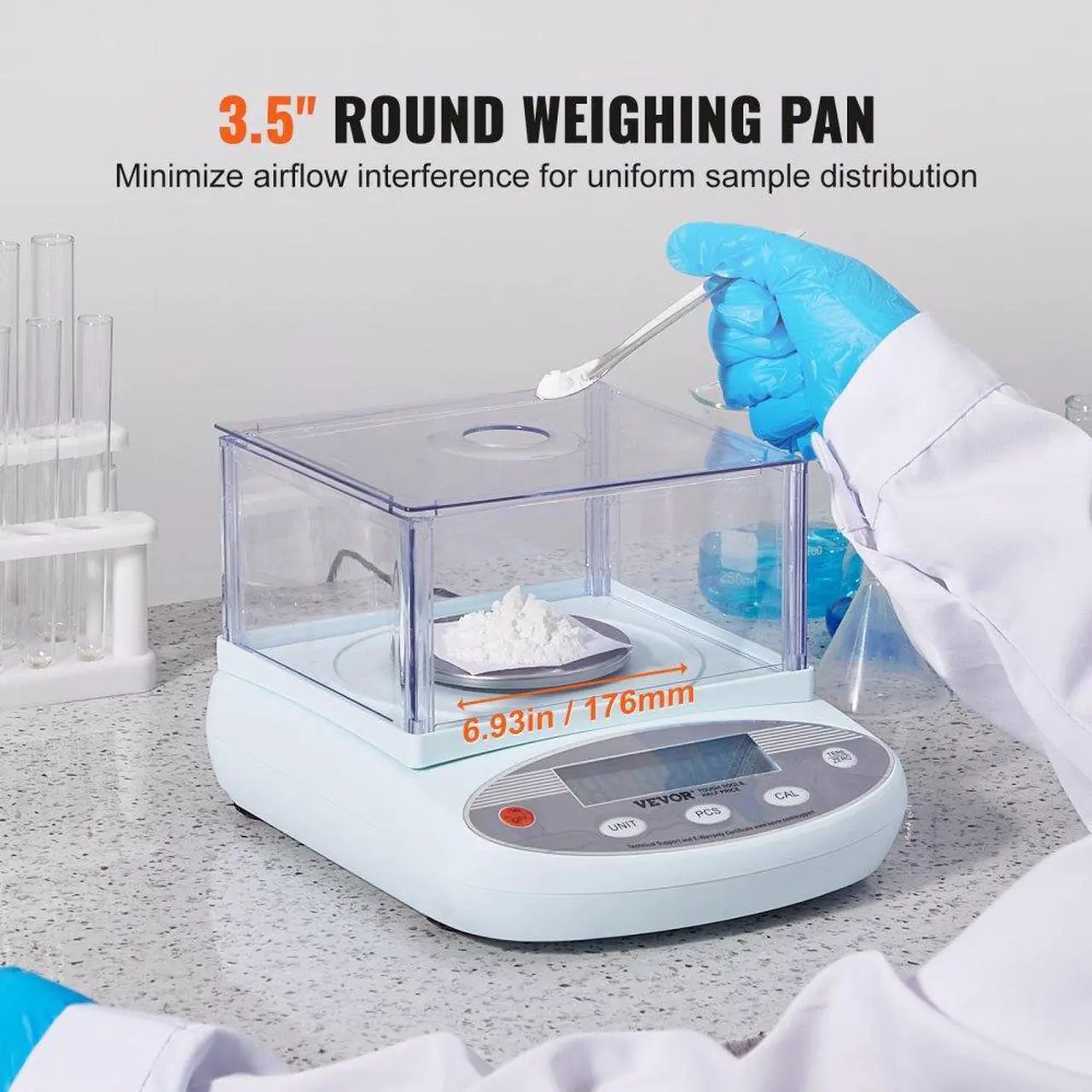 Alt view image 4 of 7 - VEVOR Analytical Balance Lab Scale 500g x 0.001g 13 Units with Windshield LCD