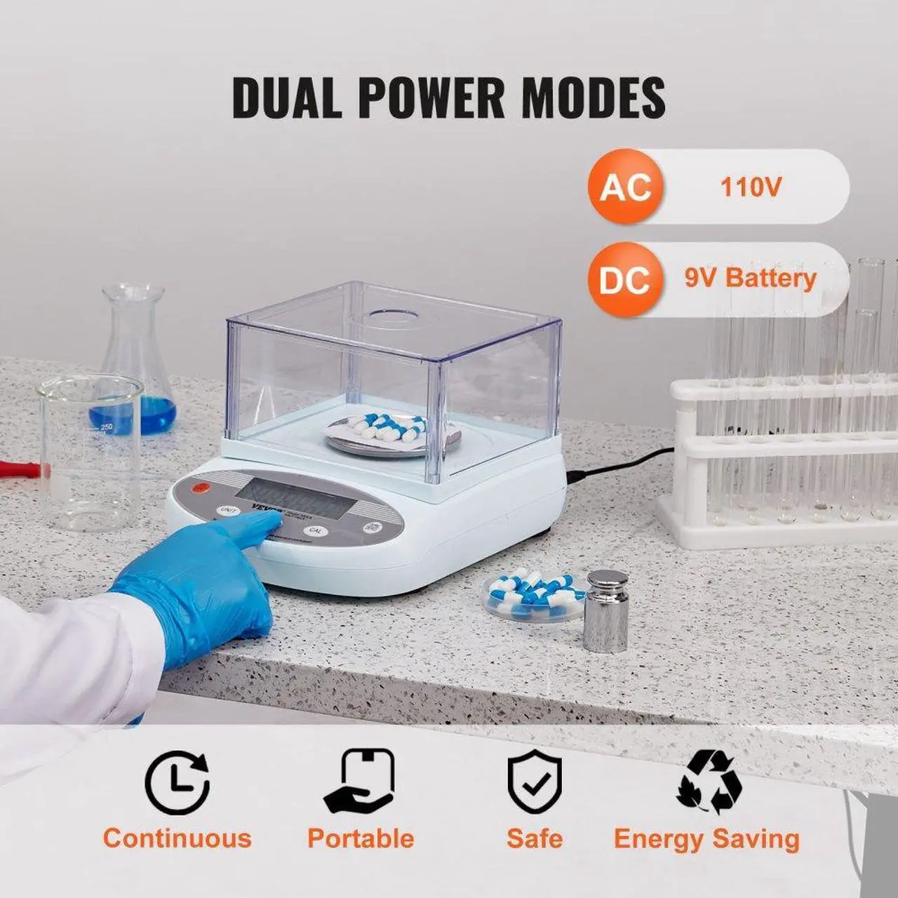 Alt view image 5 of 7 - VEVOR Analytical Balance Lab Scale 500g x 0.001g 13 Units with Windshield LCD