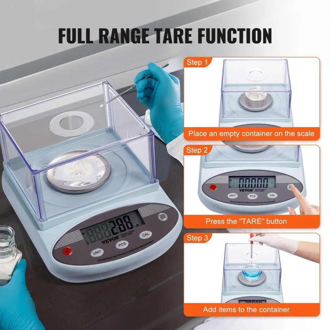 Alt view image 6 of 7 - VEVOR Analytical Balance Lab Scale 500g x 0.001g 13 Units with Windshield LCD