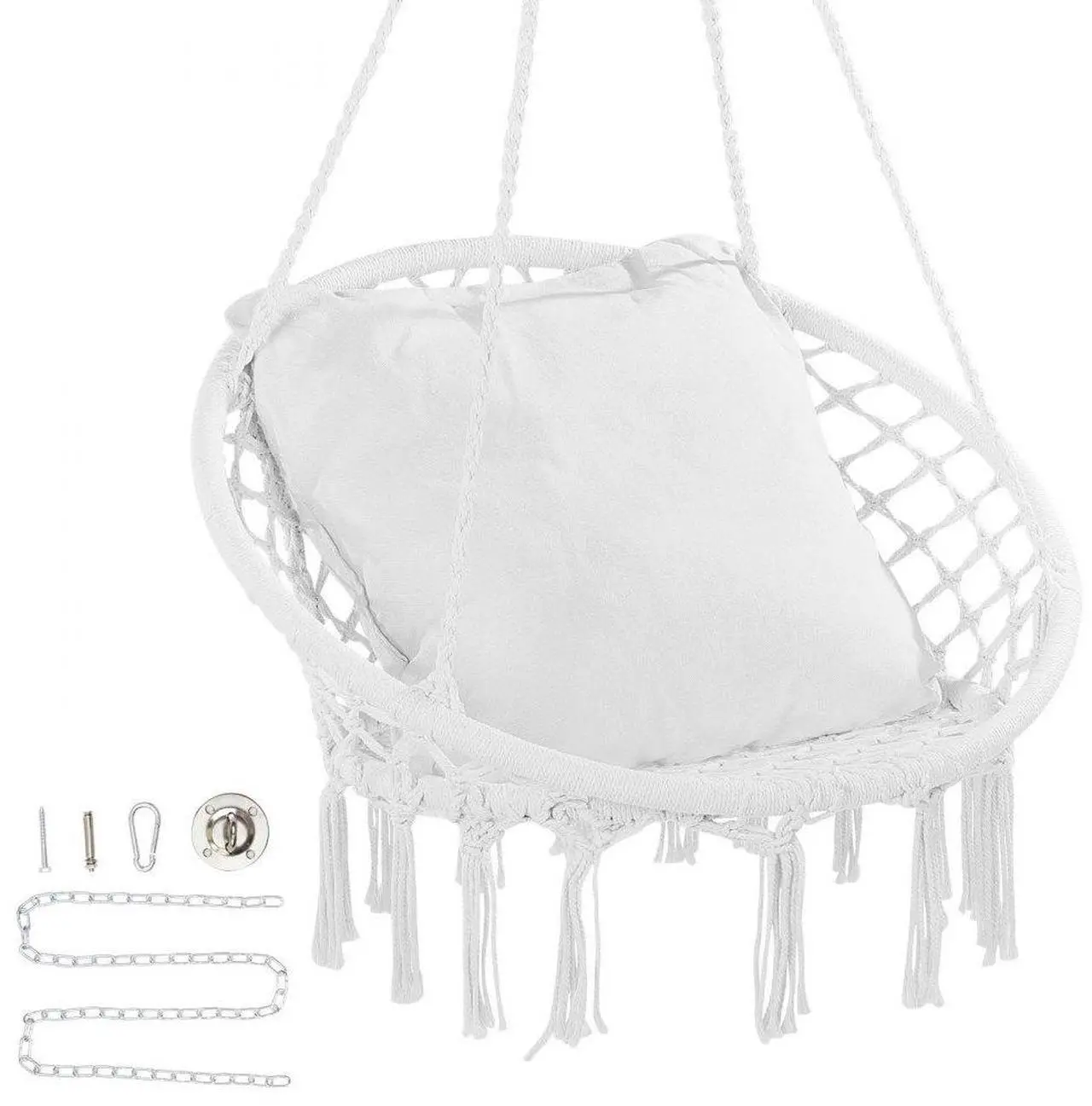Main image of VEVOR Hammock Swinging Chair Macramé Hanging Chair with Cushion Indoor & Outdoor