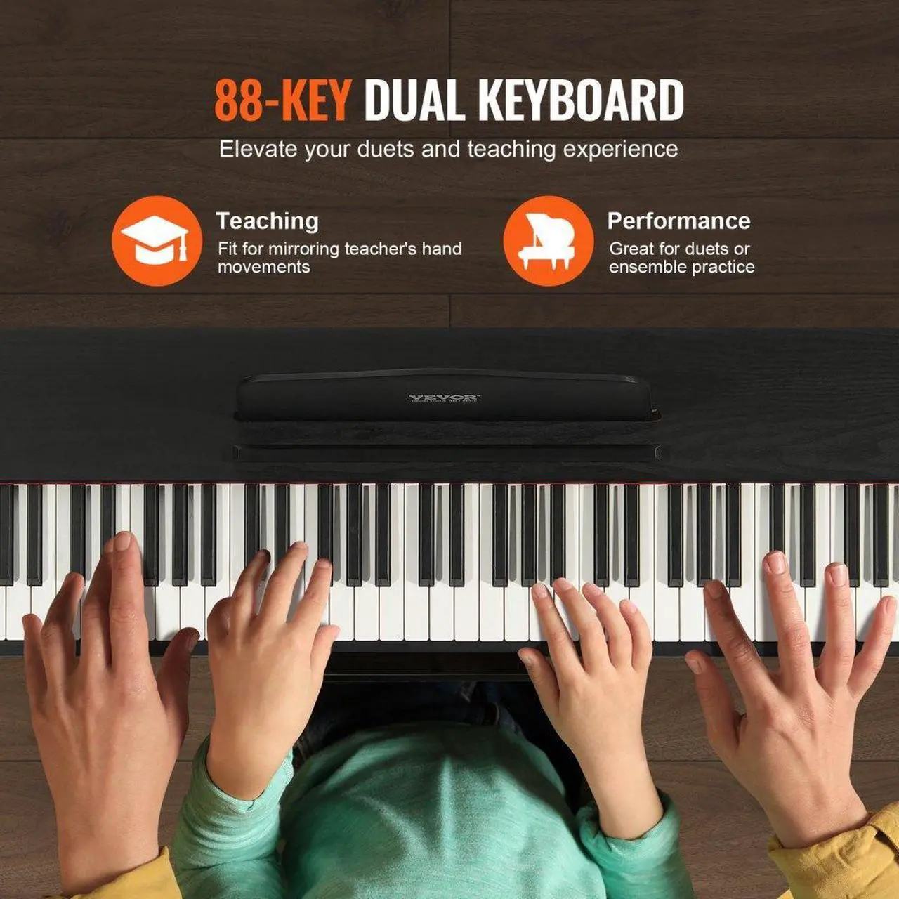 Alt view image 3 of 7 - VEVOR  88 Key Fully Weighted Digital Piano Dual Keyboard Simple Cabinet Bracket