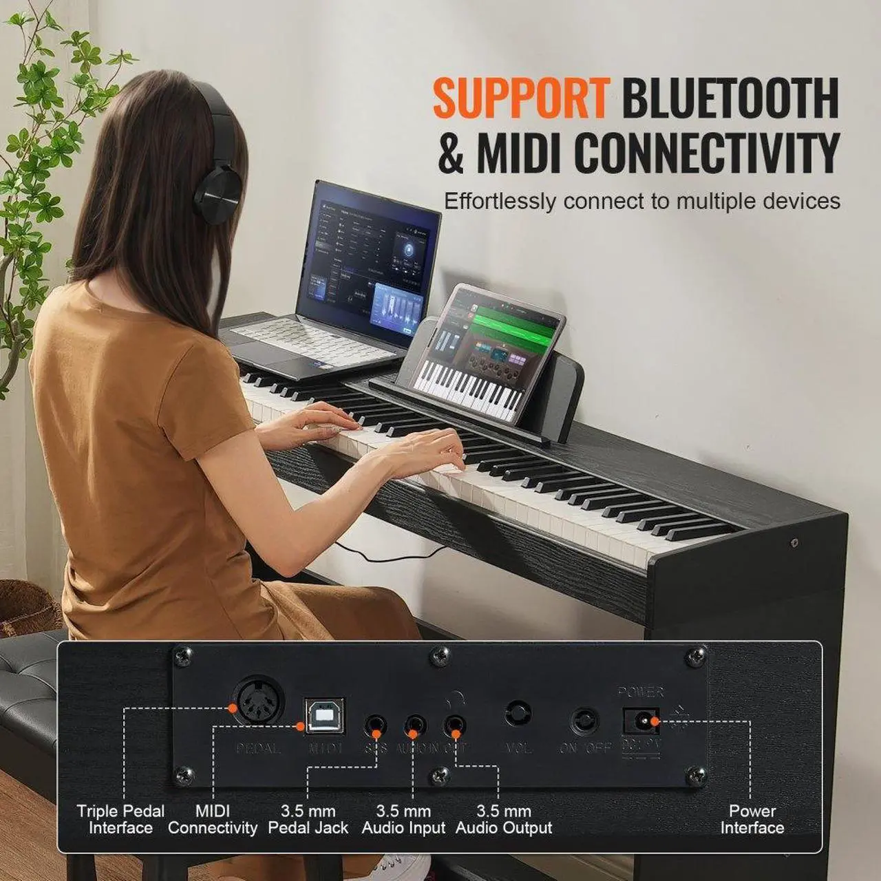 Alt view image 6 of 7 - VEVOR  88 Key Fully Weighted Digital Piano Dual Keyboard Simple Cabinet Bracket