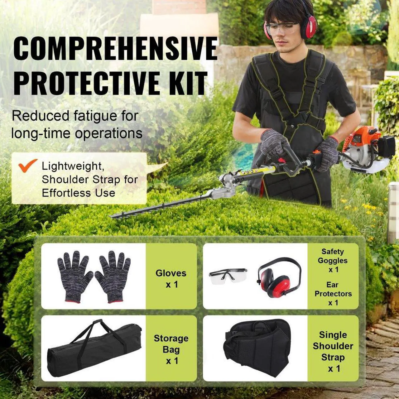 Alt view image 5 of 7 - VEVOR 6-in-1 Multi-Functional Trimming Tools Gas Hedge Trimmer 33CC Weed Eater