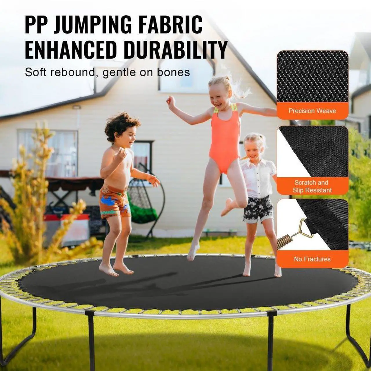 Alt view image 3 of 7 - VEVOR Replacement Trampoline Mat Fits 12ft Frame 72 V-Rings 5.5" Spring Length