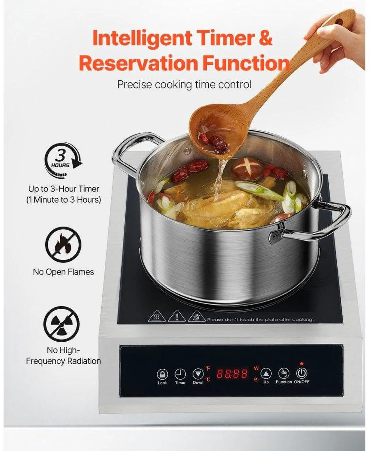 Alt view image 4 of 7 - VEVOR Portable Commercial Induction Cooktop 3500W Countertop Burner 11 Temp Levels