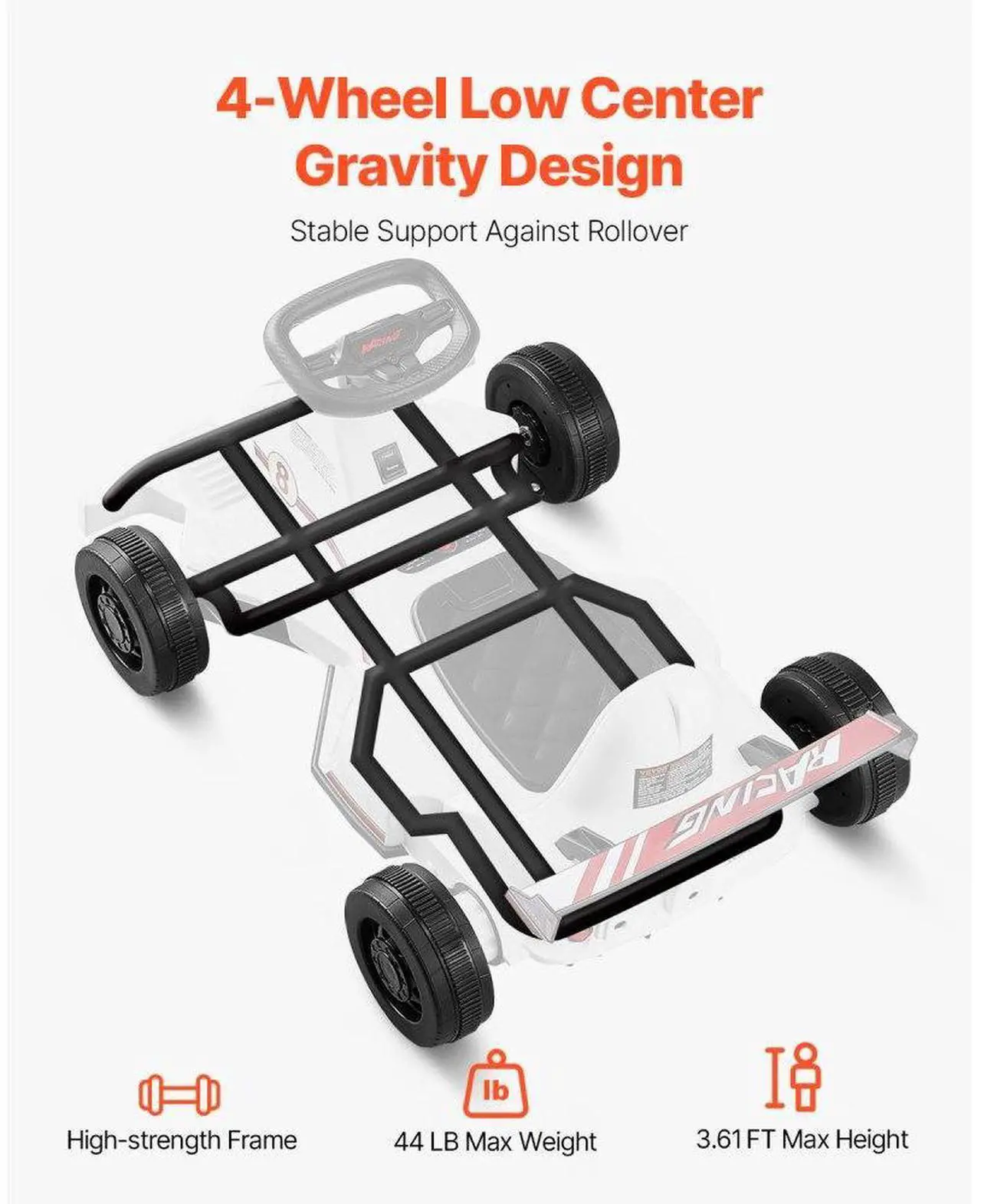 Alt view image 2 of 7 - VEVOR Electric Go Kart 6V Drift Go Cart for Kids Ages 2+ Strong Motor White
