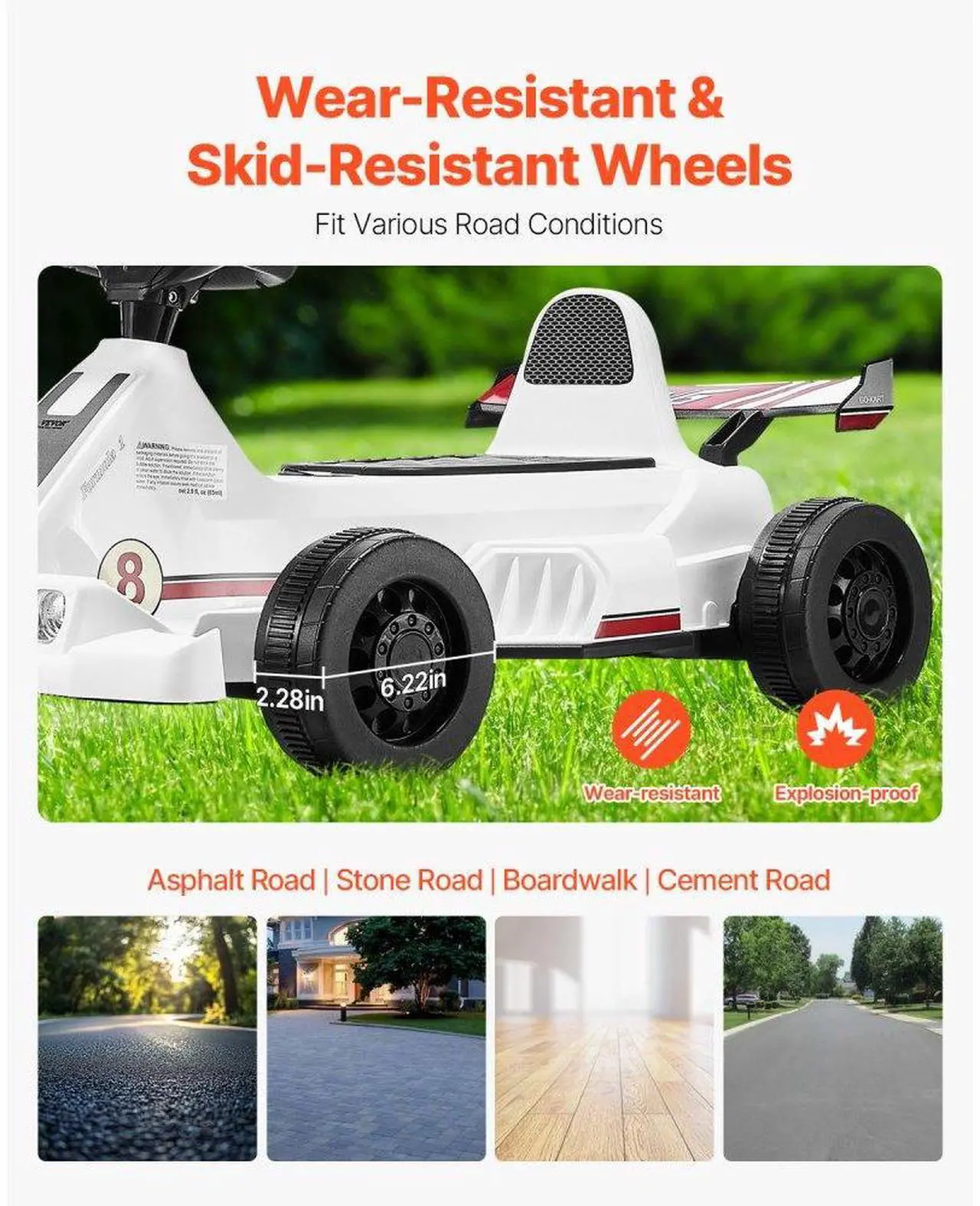 Alt view image 6 of 7 - VEVOR Electric Go Kart 6V Drift Go Cart for Kids Ages 2+ Strong Motor White